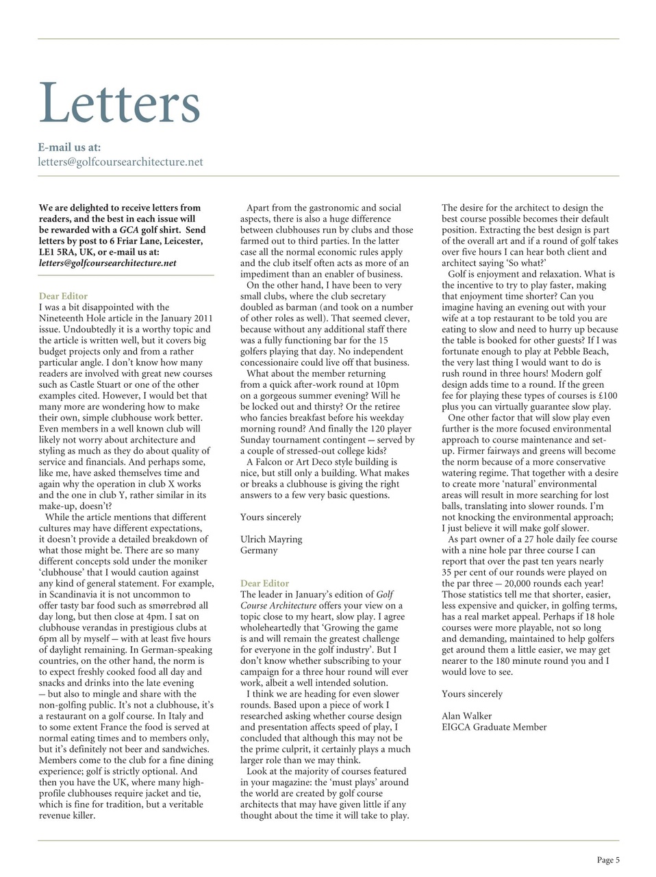 Golf Course Architecture Preview Pages