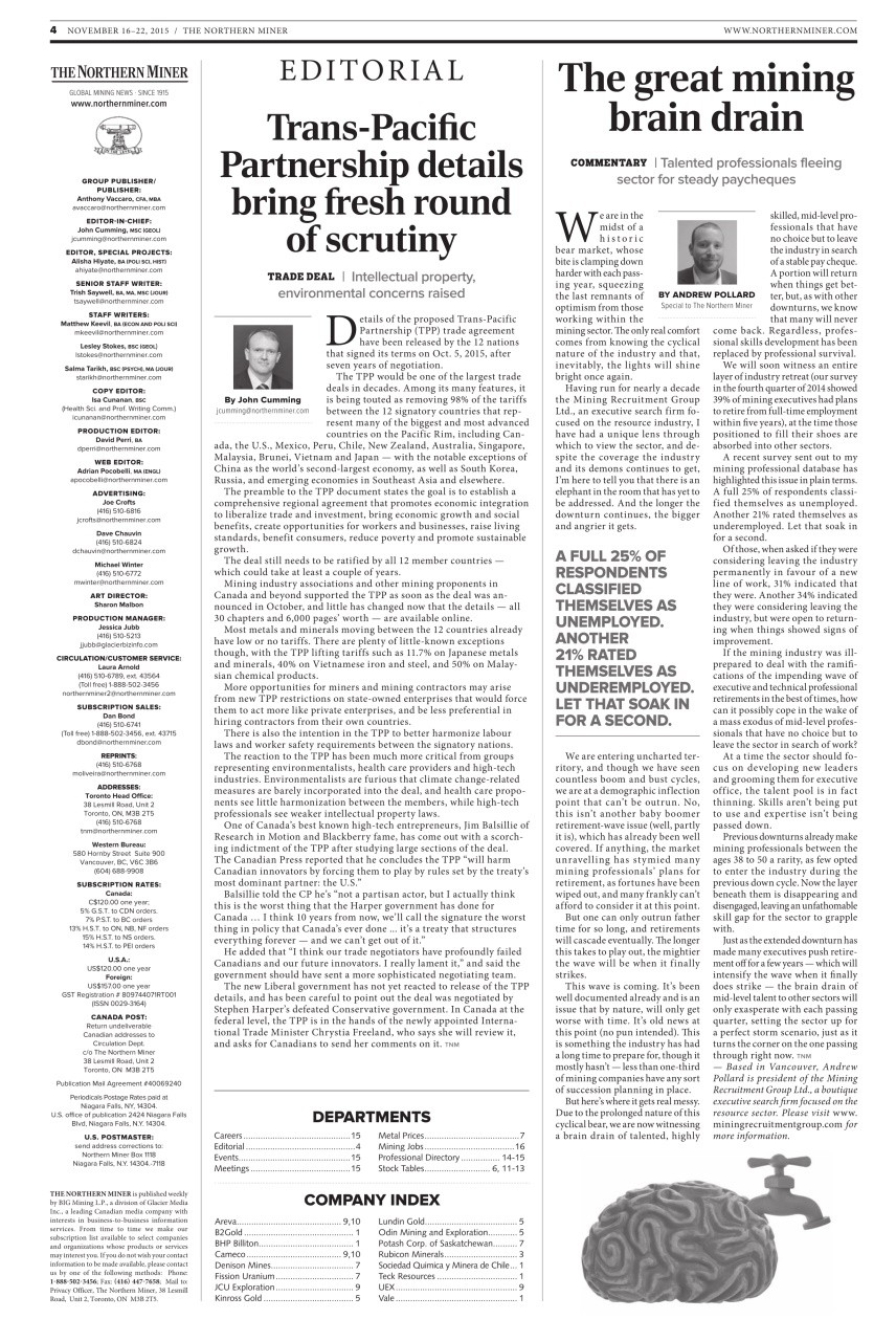 The Northern Miner Preview Pages