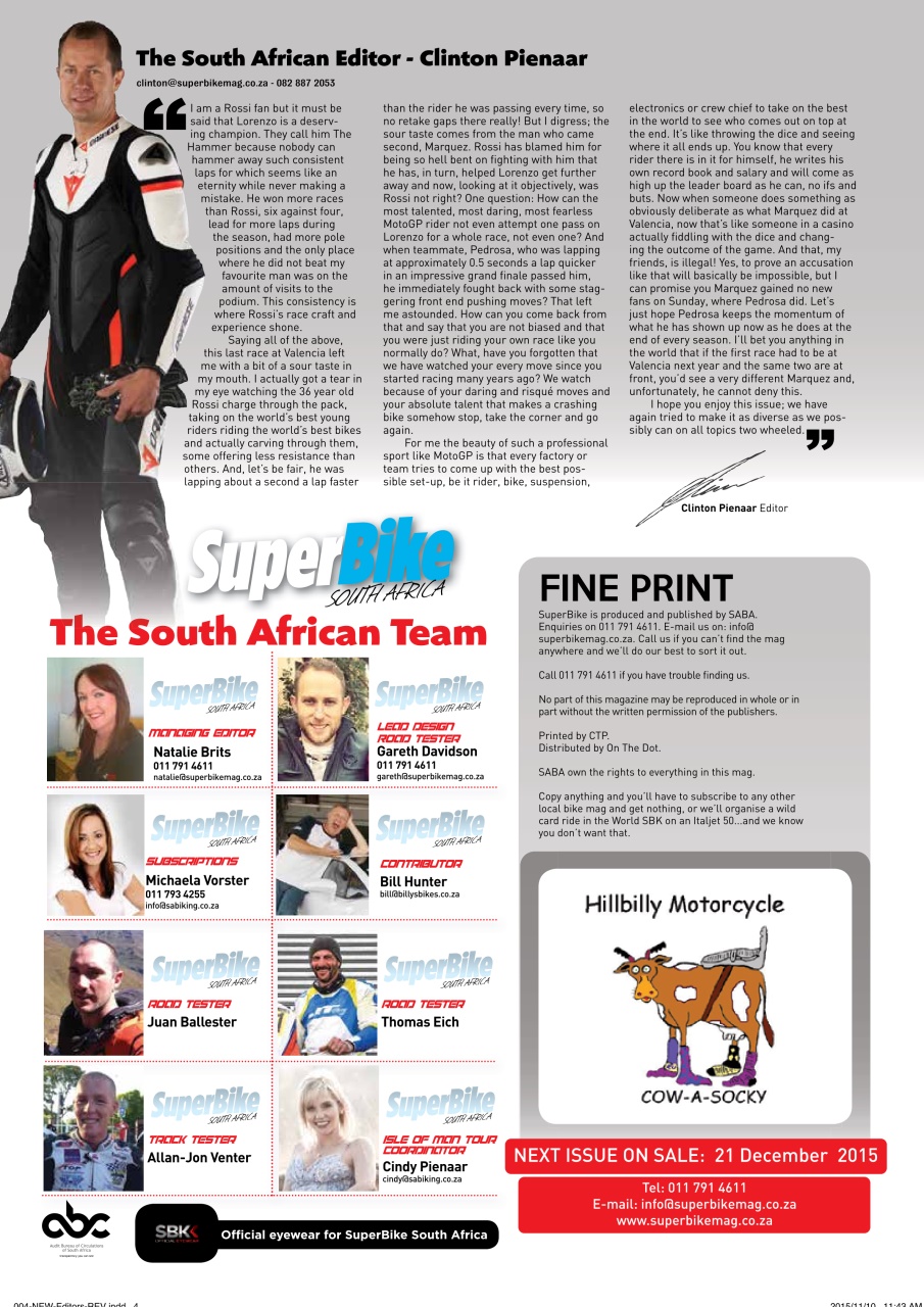 SuperBike South Africa Preview Pages