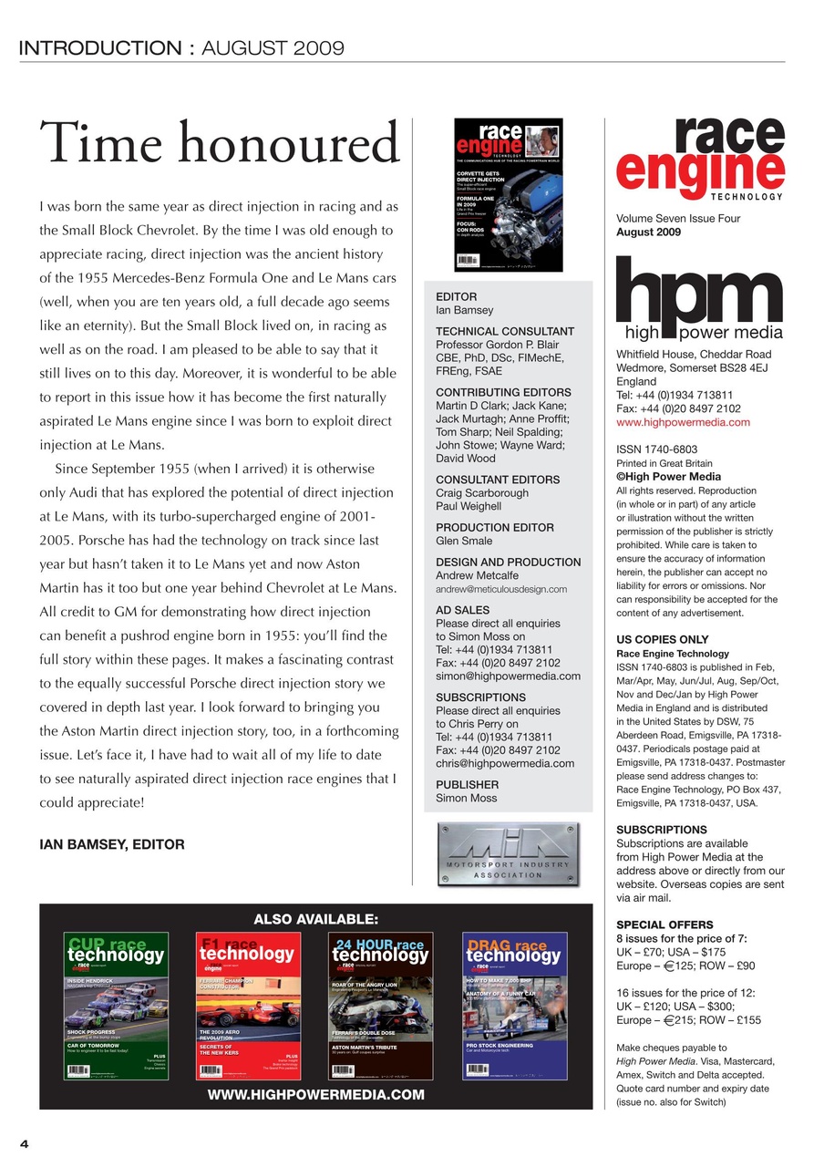 Race Engine Technology Preview Pages