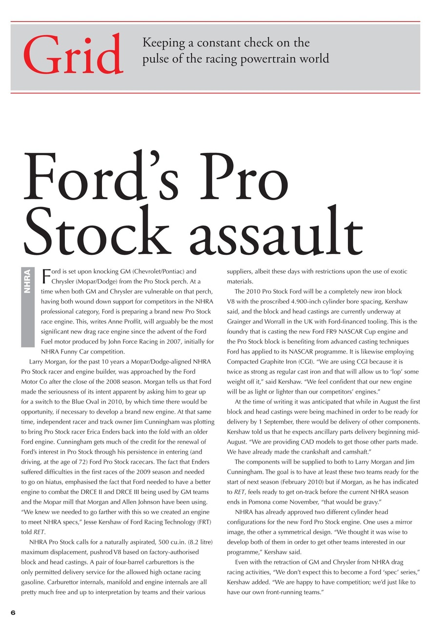 Race Engine Technology Preview Pages