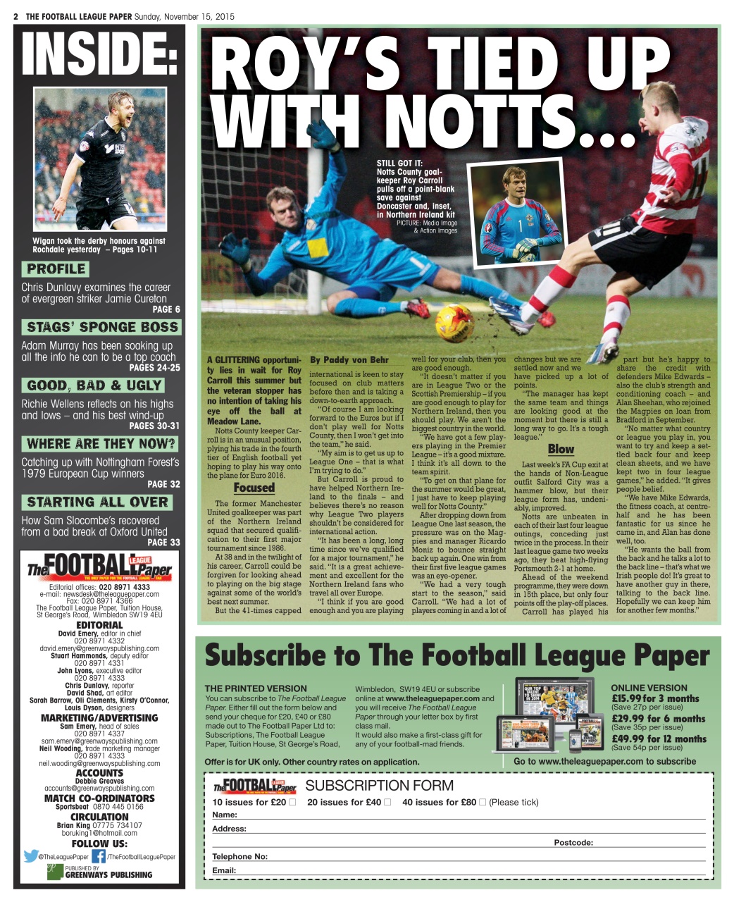 The Football League Paper Preview Pages