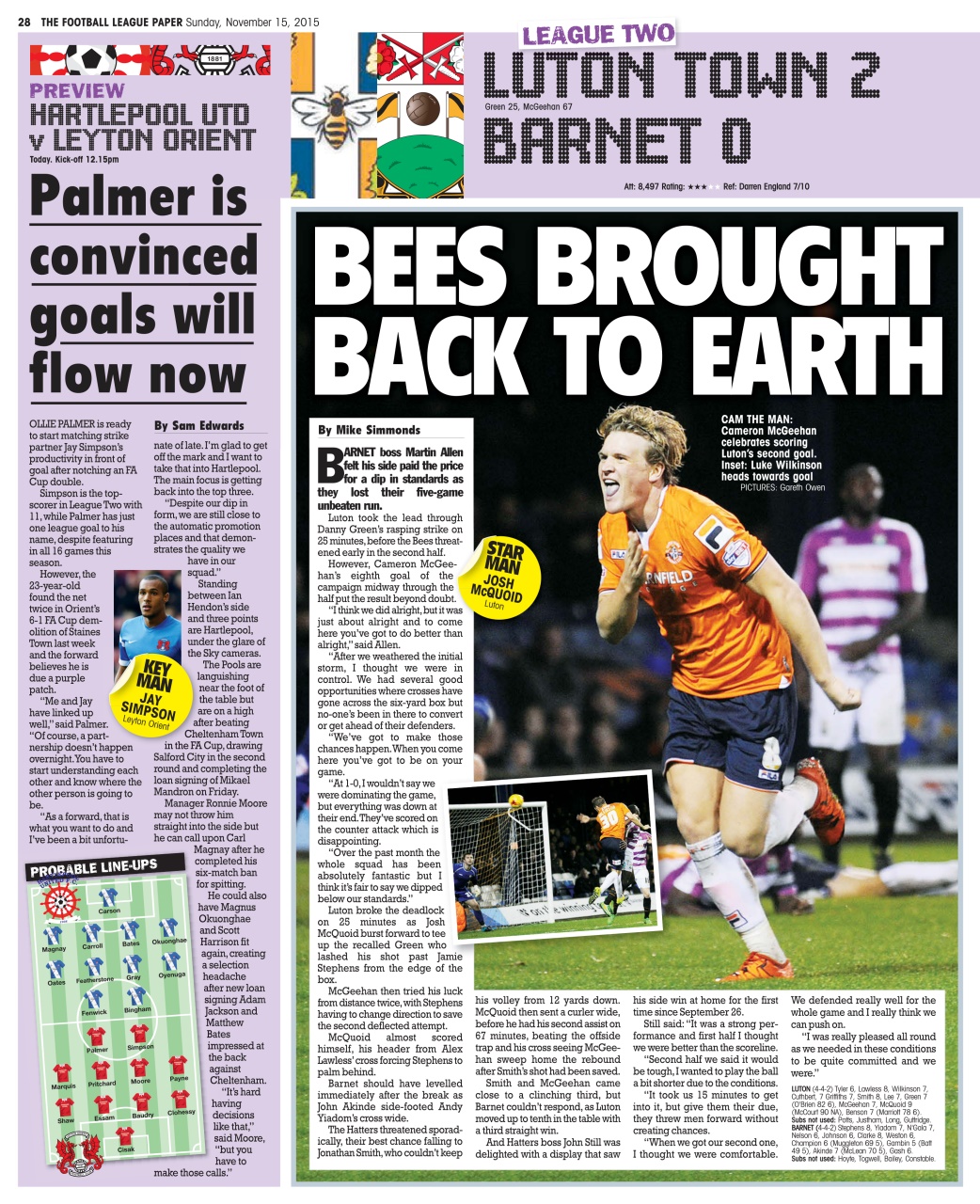 The Football League Paper Preview Pages