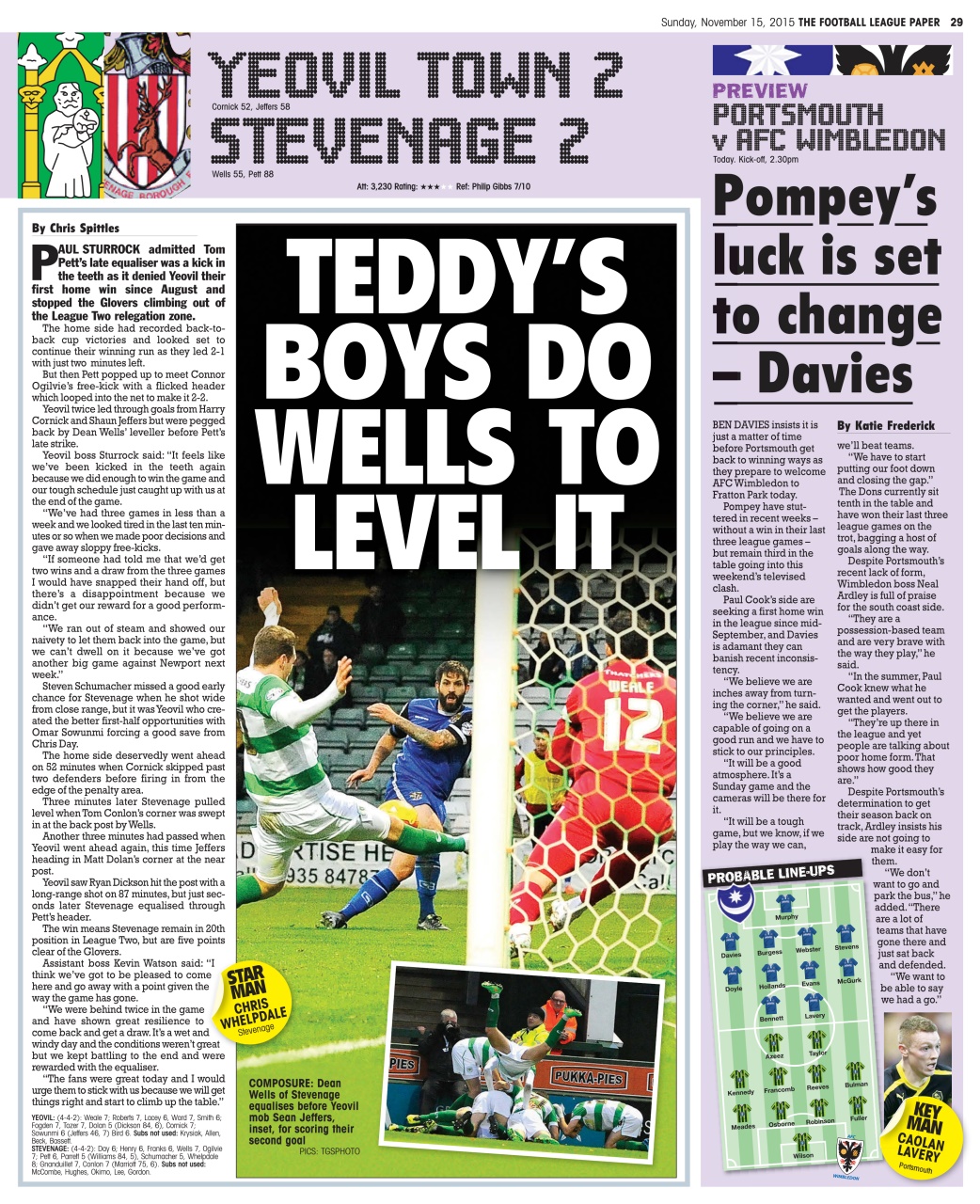 The Football League Paper Preview Pages
