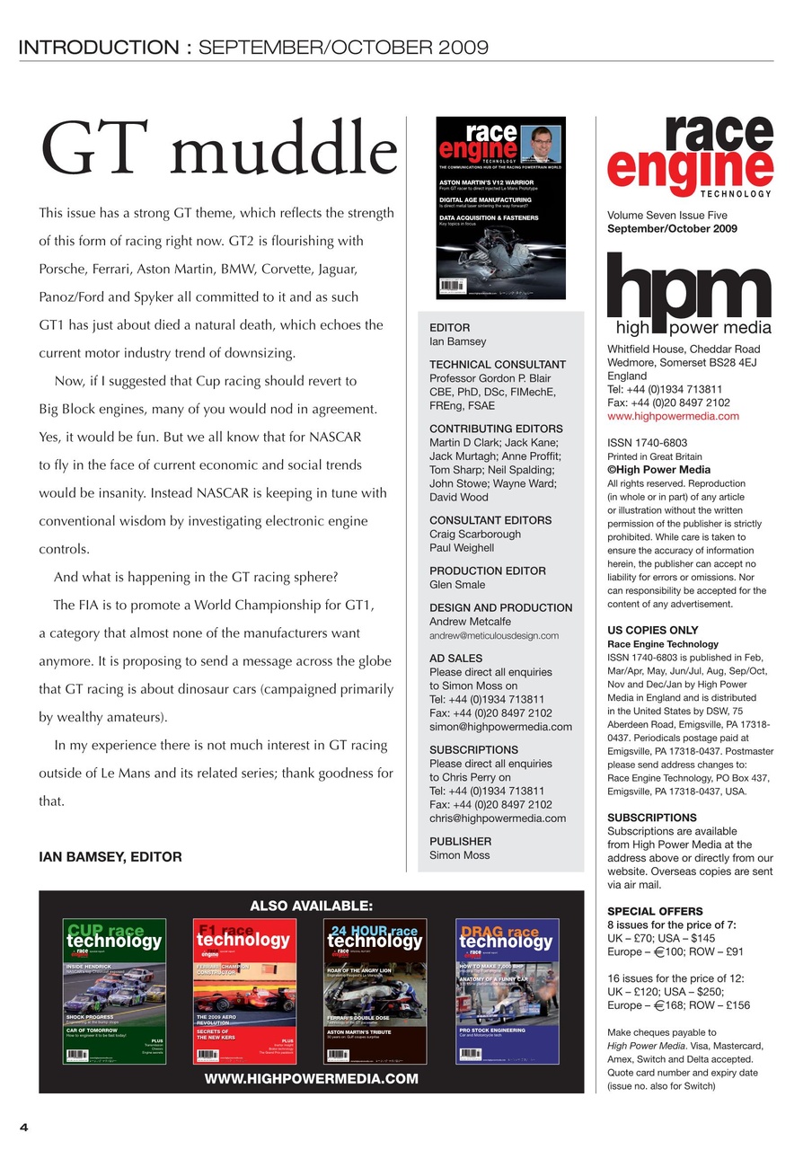 Race Engine Technology Preview Pages