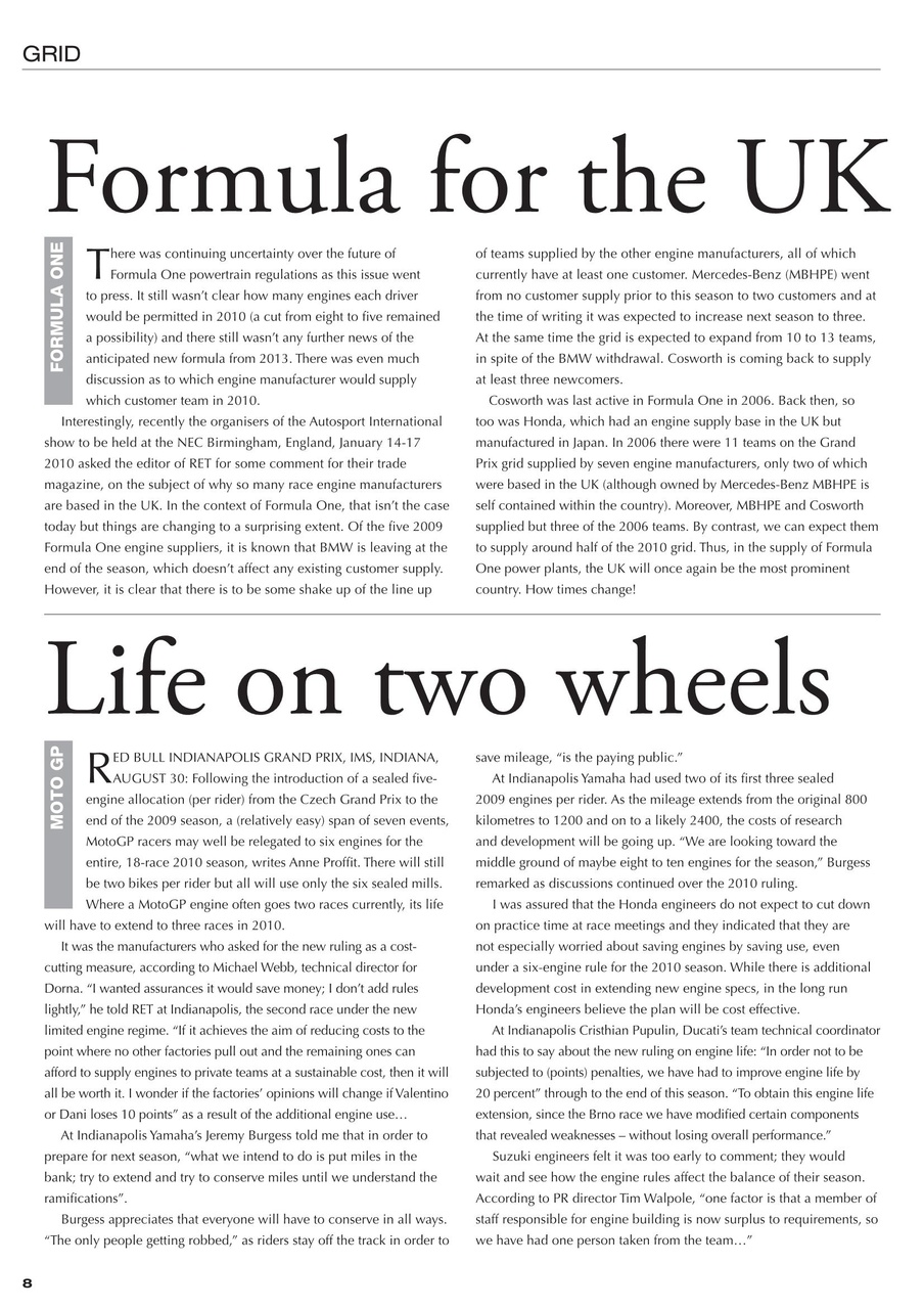 Race Engine Technology Preview Pages