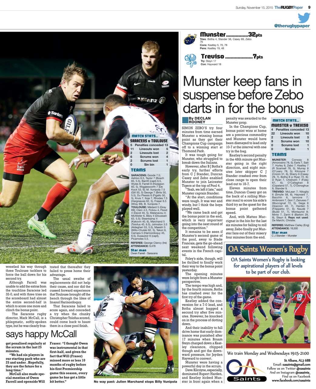 The Rugby Paper Preview Pages