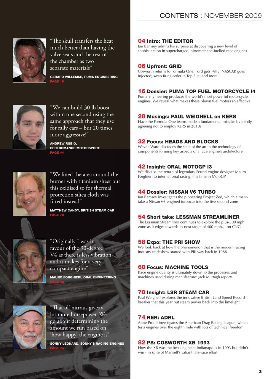 Race Engine Technology Preview Pages