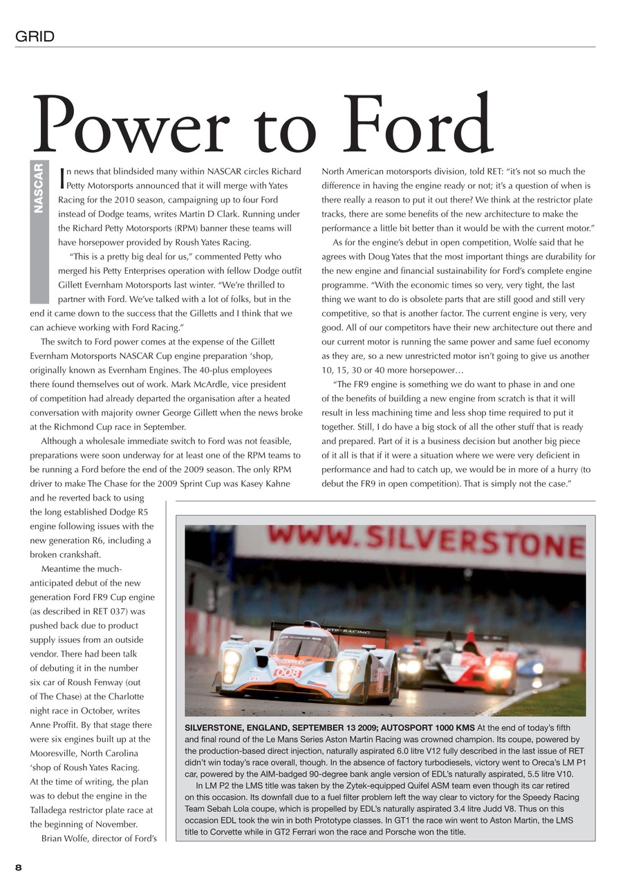 Race Engine Technology Preview Pages