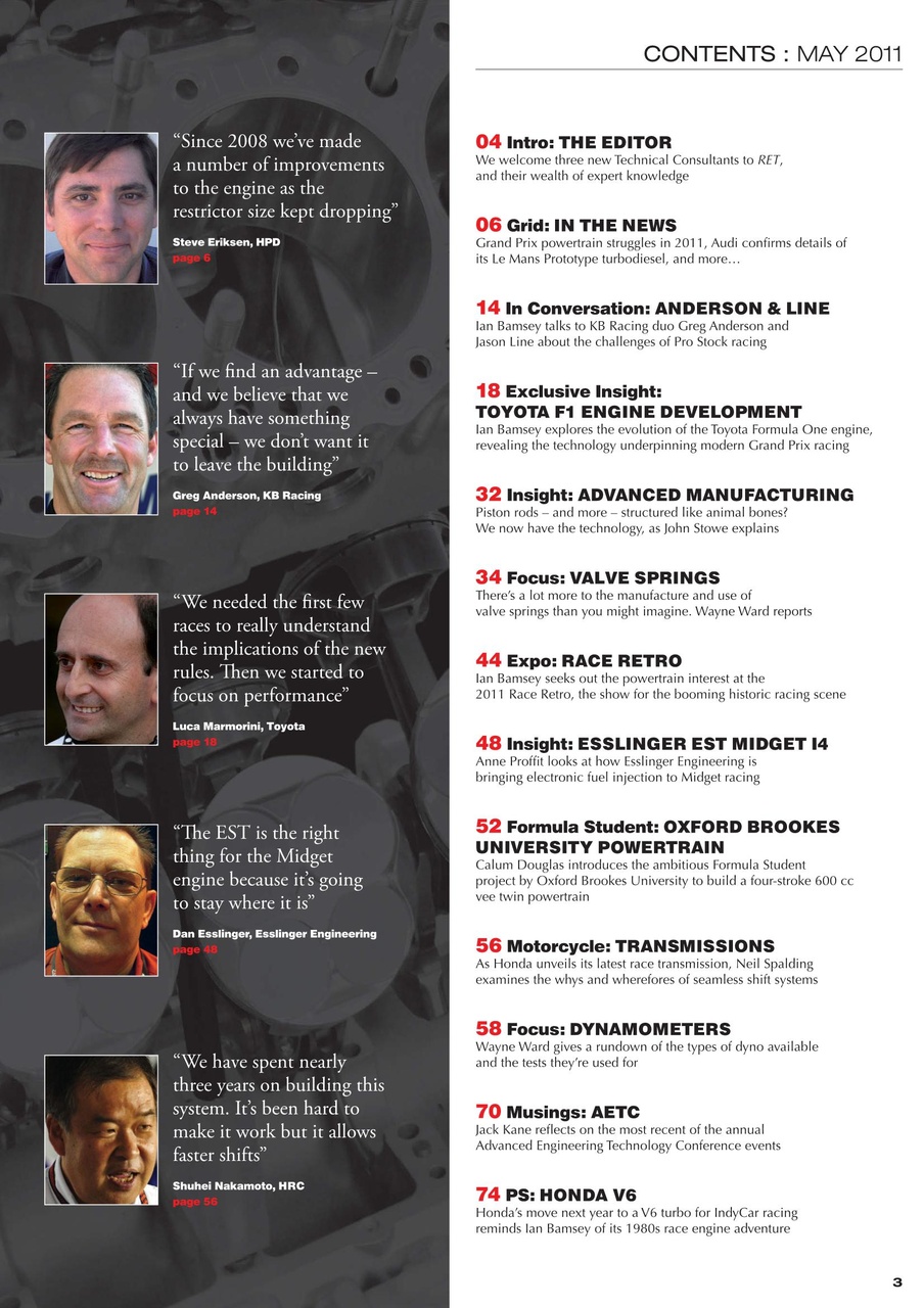 Race Engine Technology Preview Pages