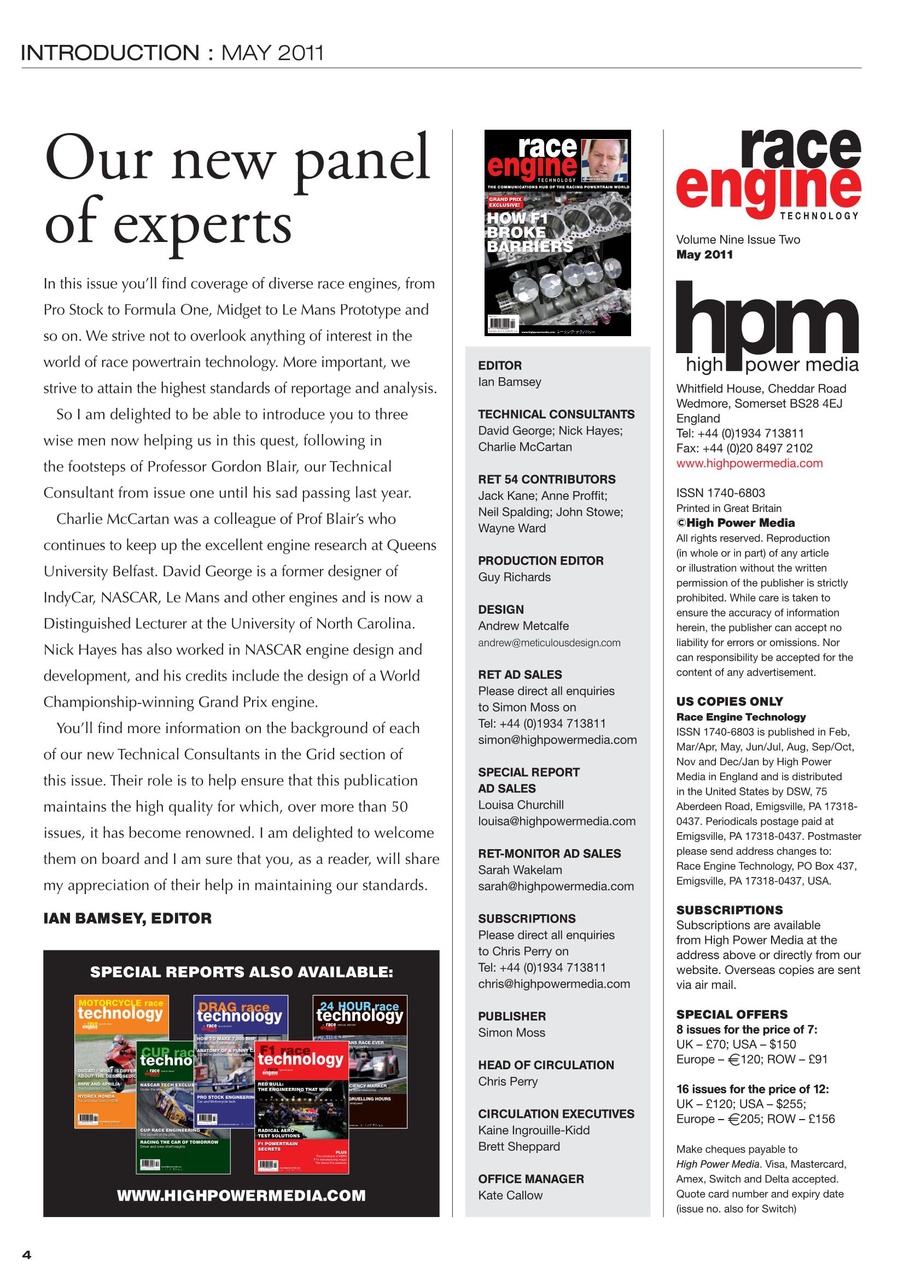 Race Engine Technology Preview Pages