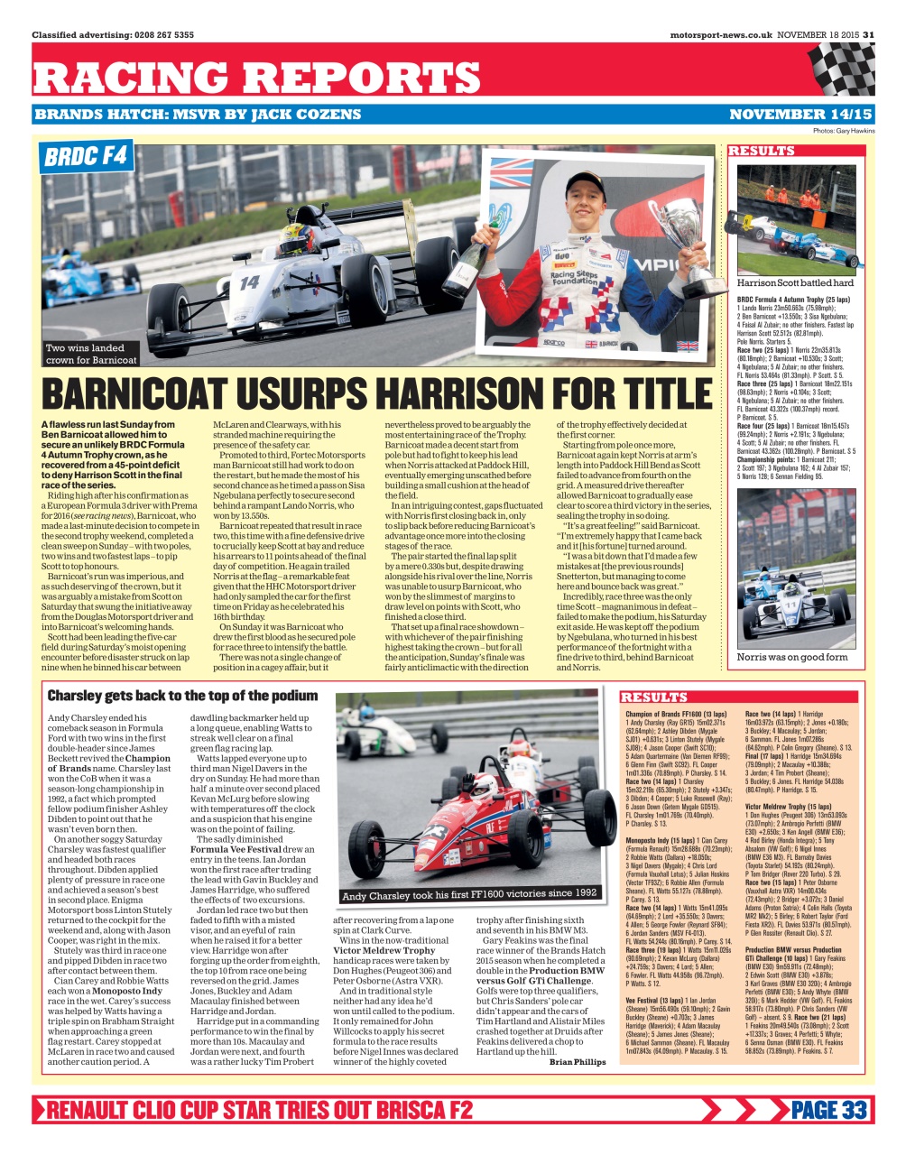 Motorsport News Preview Pages