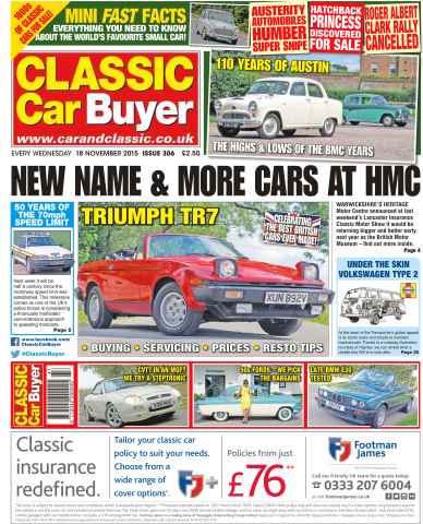 Classic Car Buyer issue No. 306 New Name & More Cars At HMC