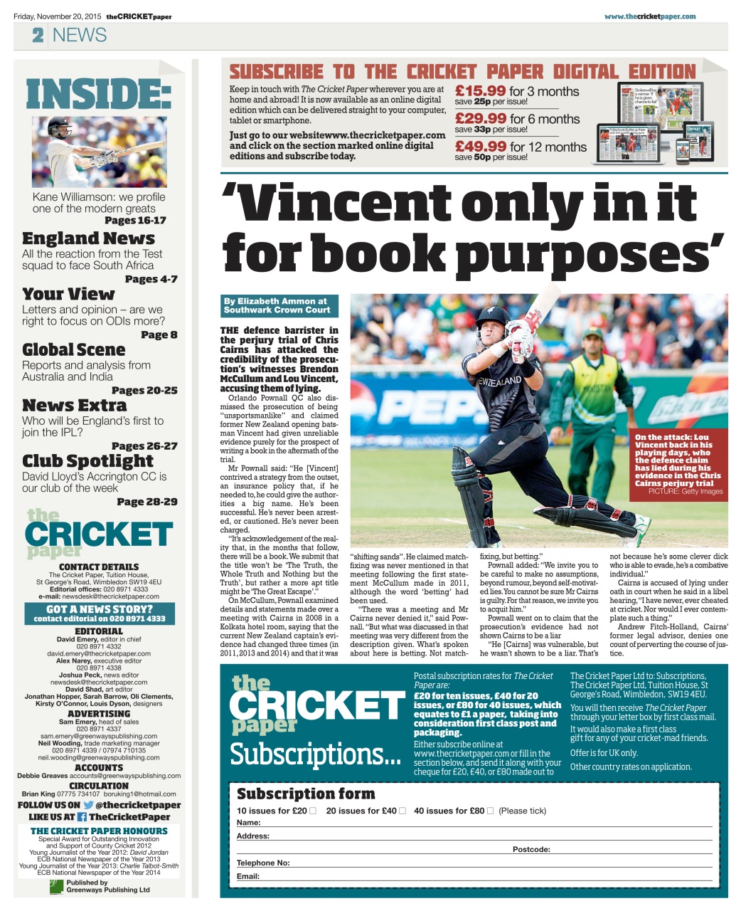 The Cricket Paper Preview Pages
