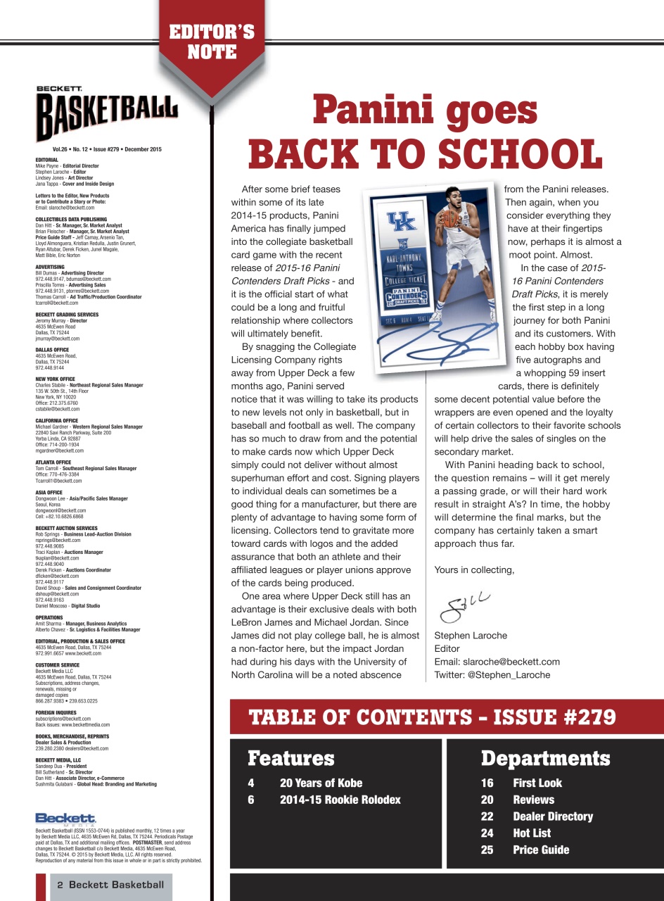 Beckett Basketball Magazine Preview Pages