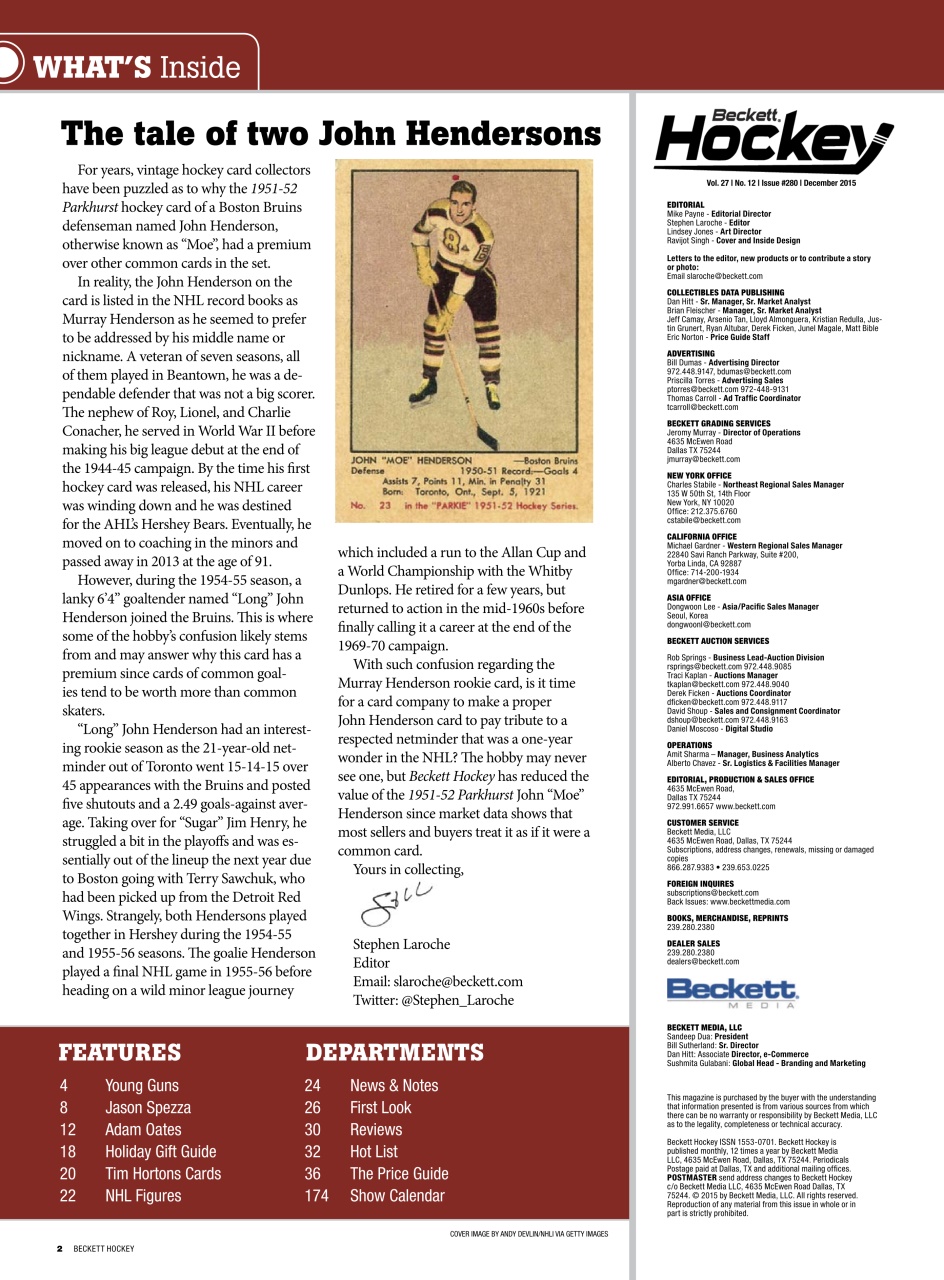 Beckett Hockey Magazine Preview Pages