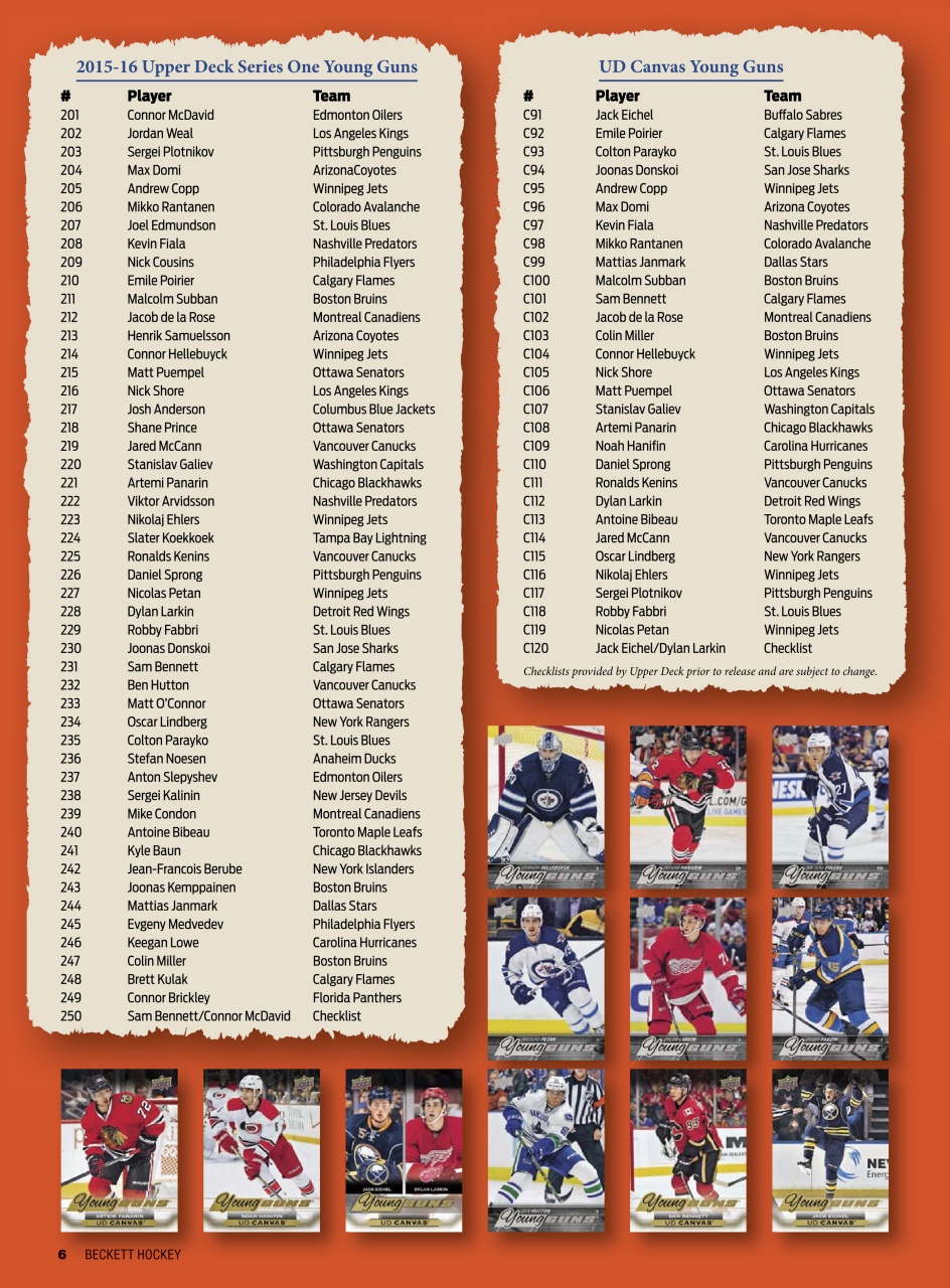 Beckett Hockey Magazine Preview Pages