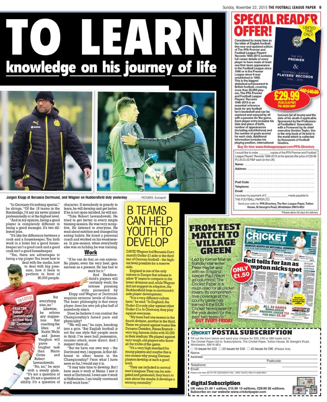 The Football League Paper Preview Pages