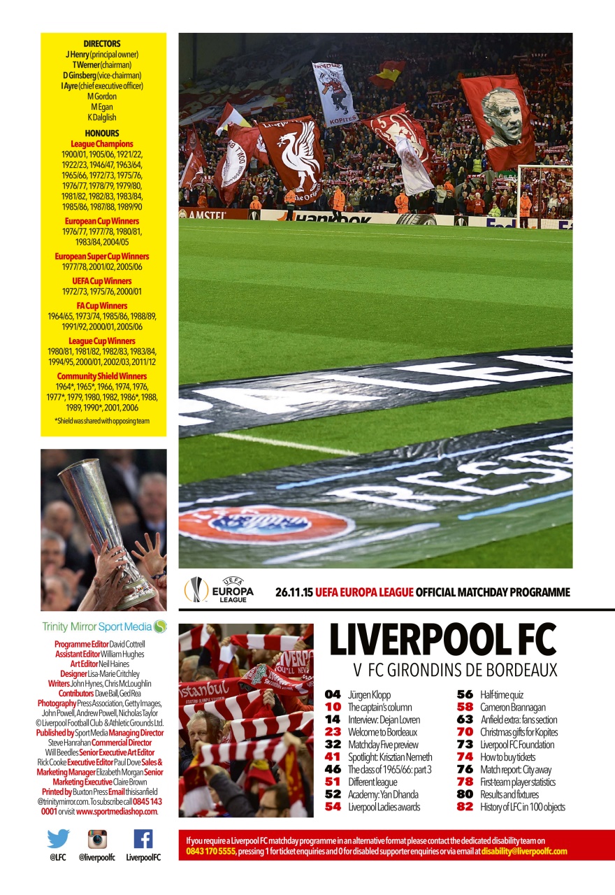 Liverpool FC Programmes Preview Pages