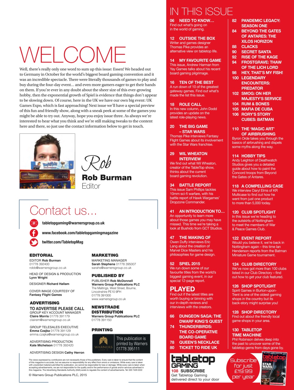 Tabletop Gaming Preview Pages