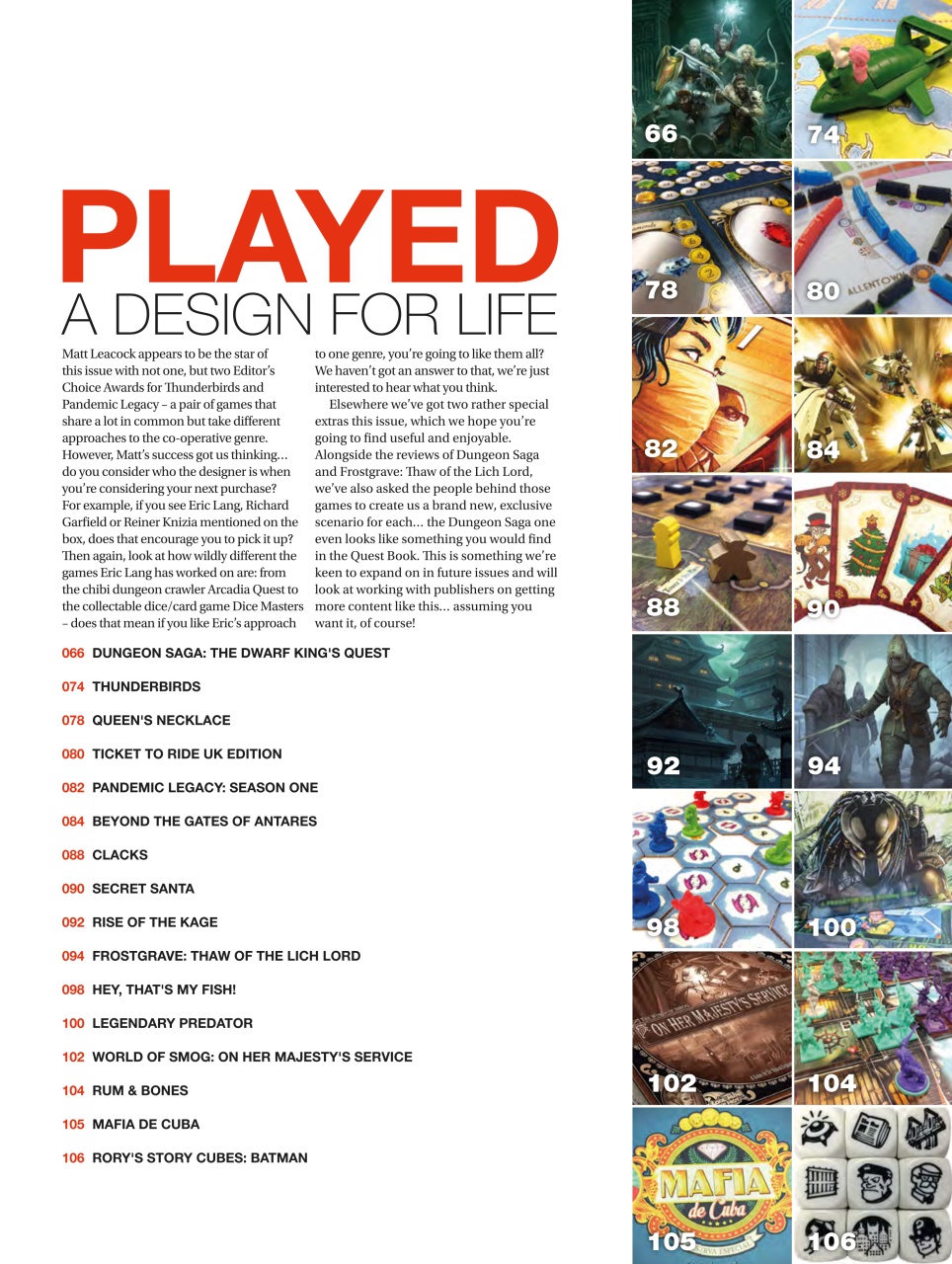 Tabletop Gaming Preview Pages