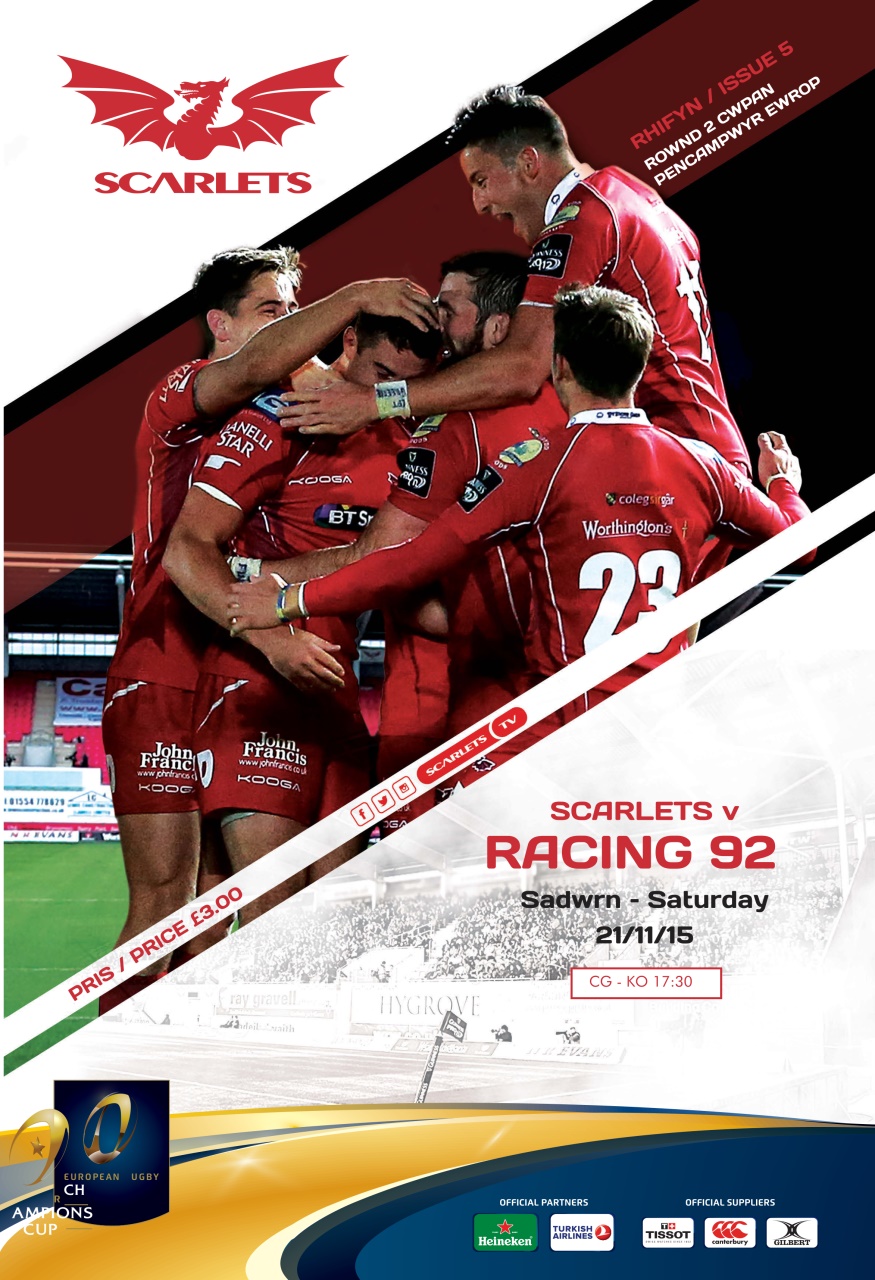 Scarlets Matchday Programme Preview Pages