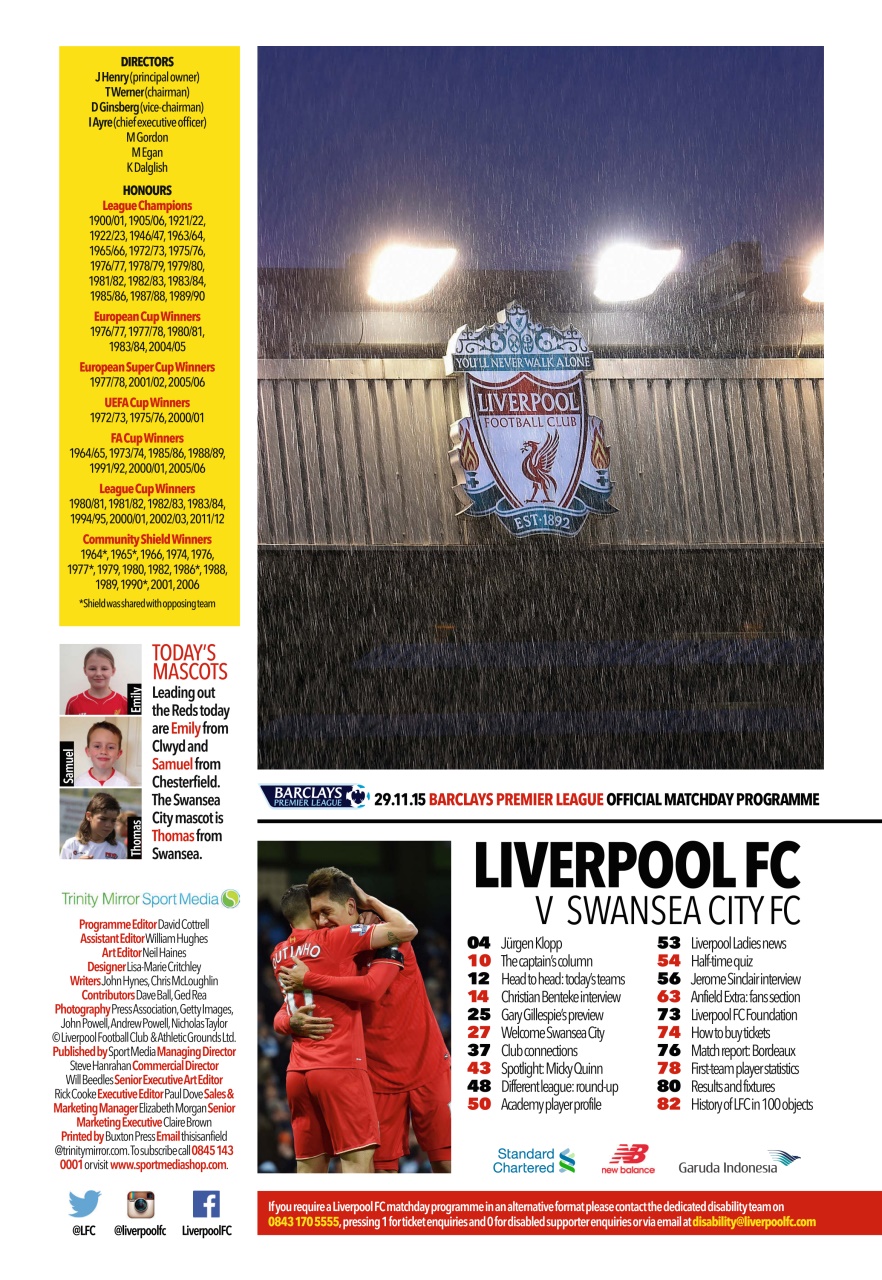 Liverpool FC Programmes Preview Pages
