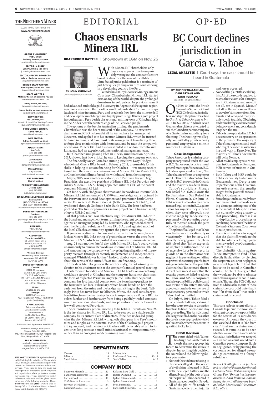 The Northern Miner Preview Pages