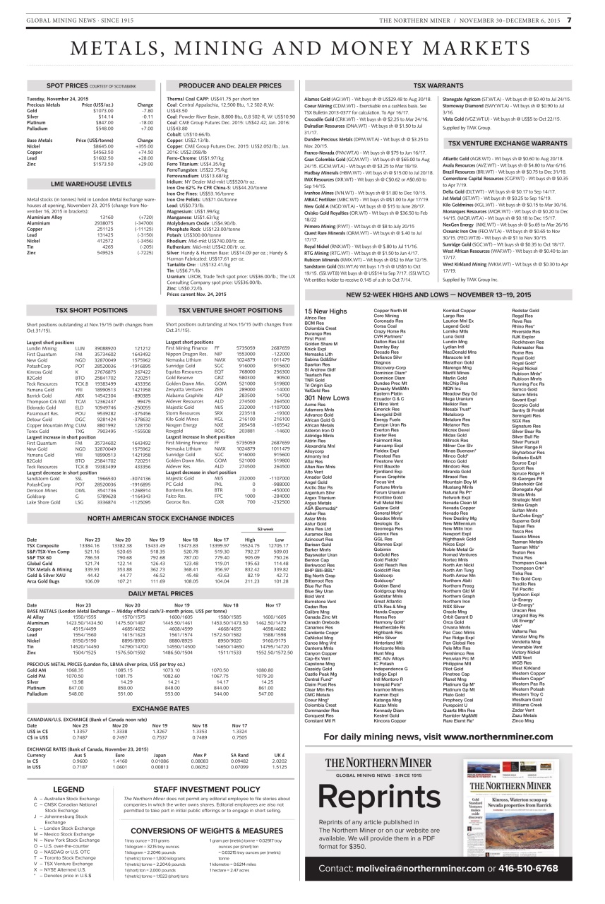 The Northern Miner Preview Pages