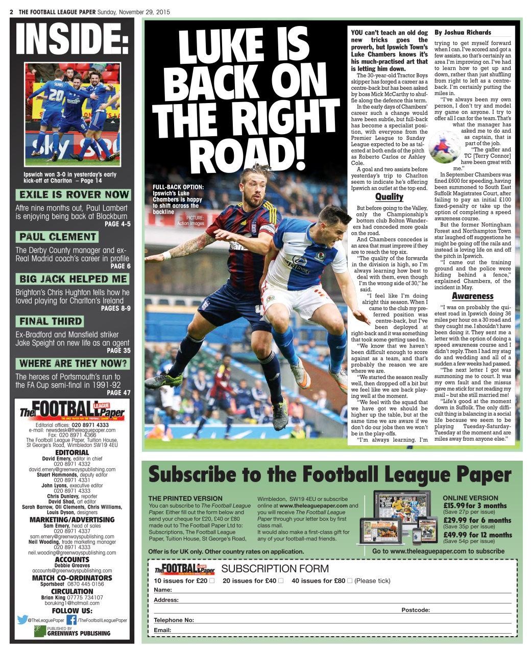 The Football League Paper Preview Pages