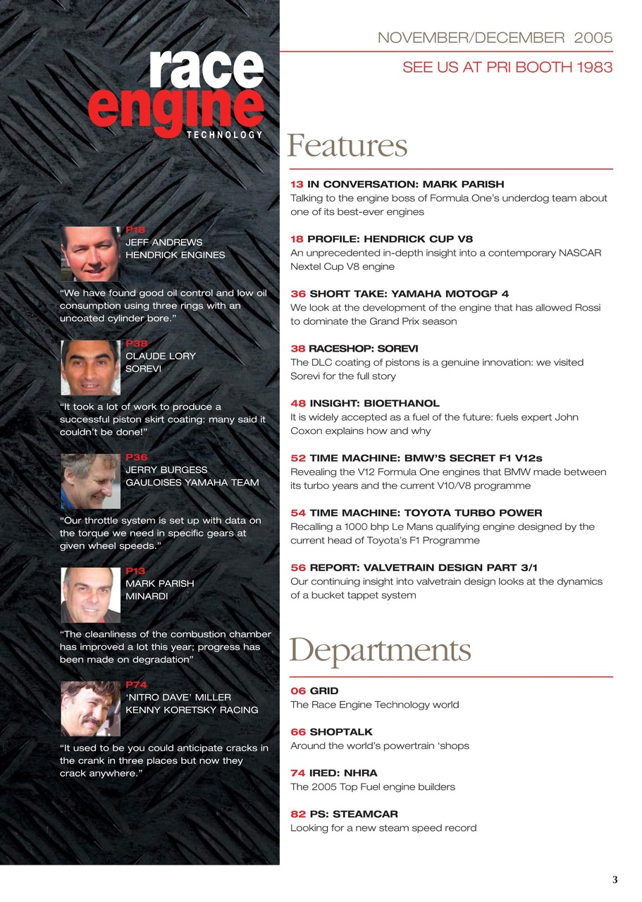 Race Engine Technology Preview Pages