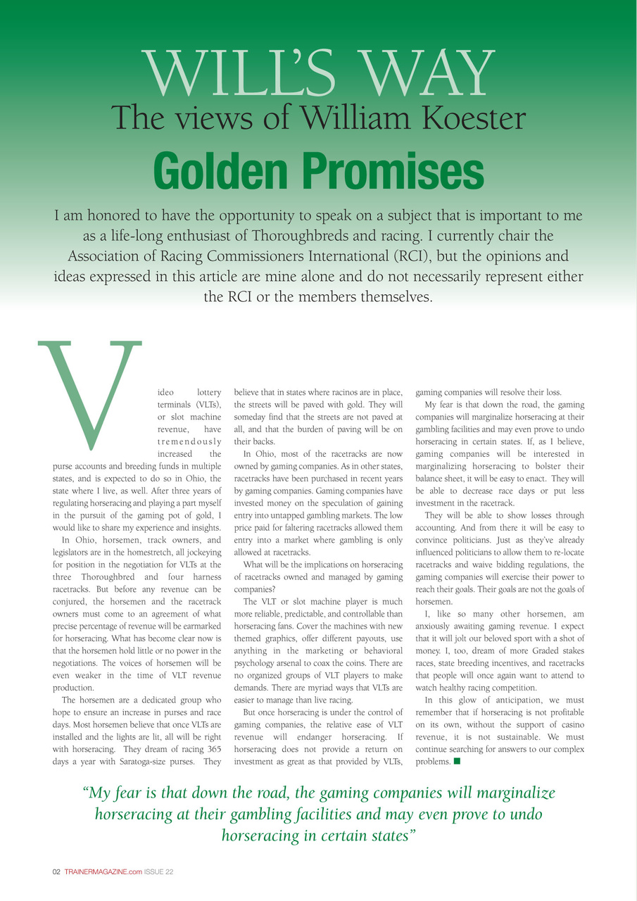 North American Trainer Magazine - horse racing Preview Pages