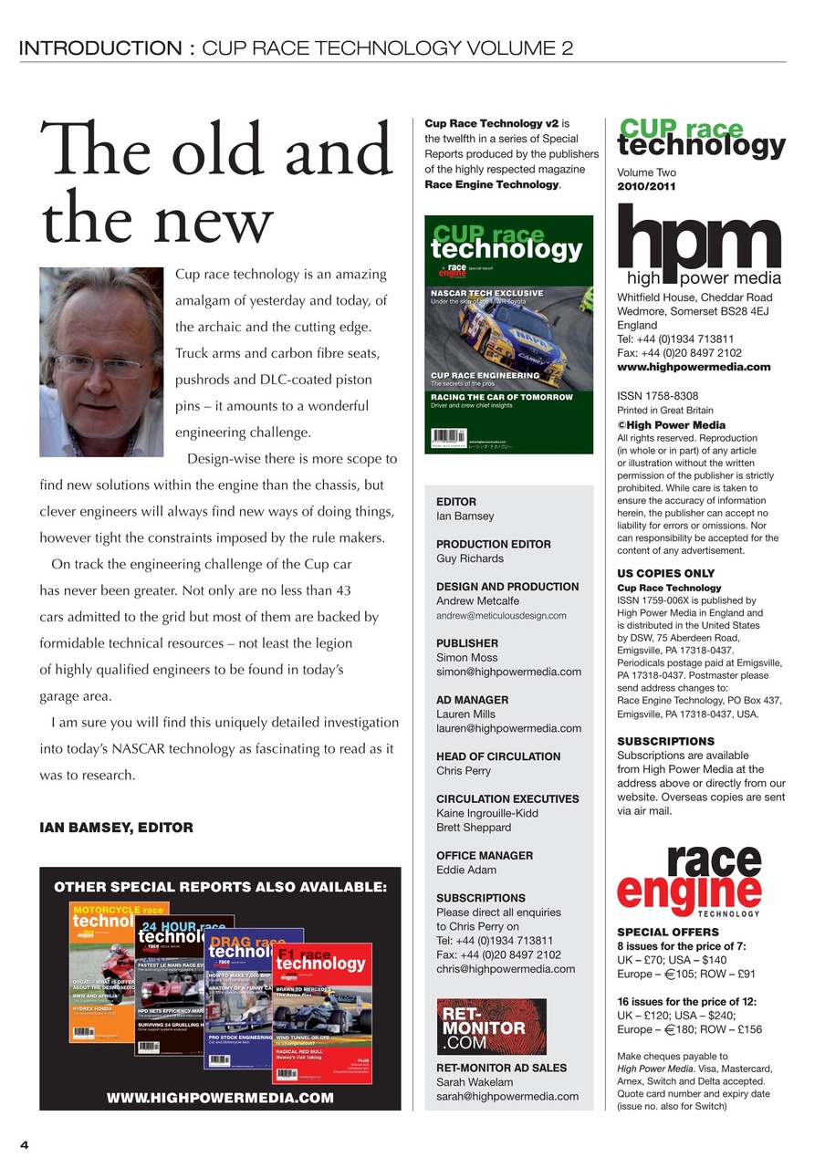 CUP Race Technology Preview Pages