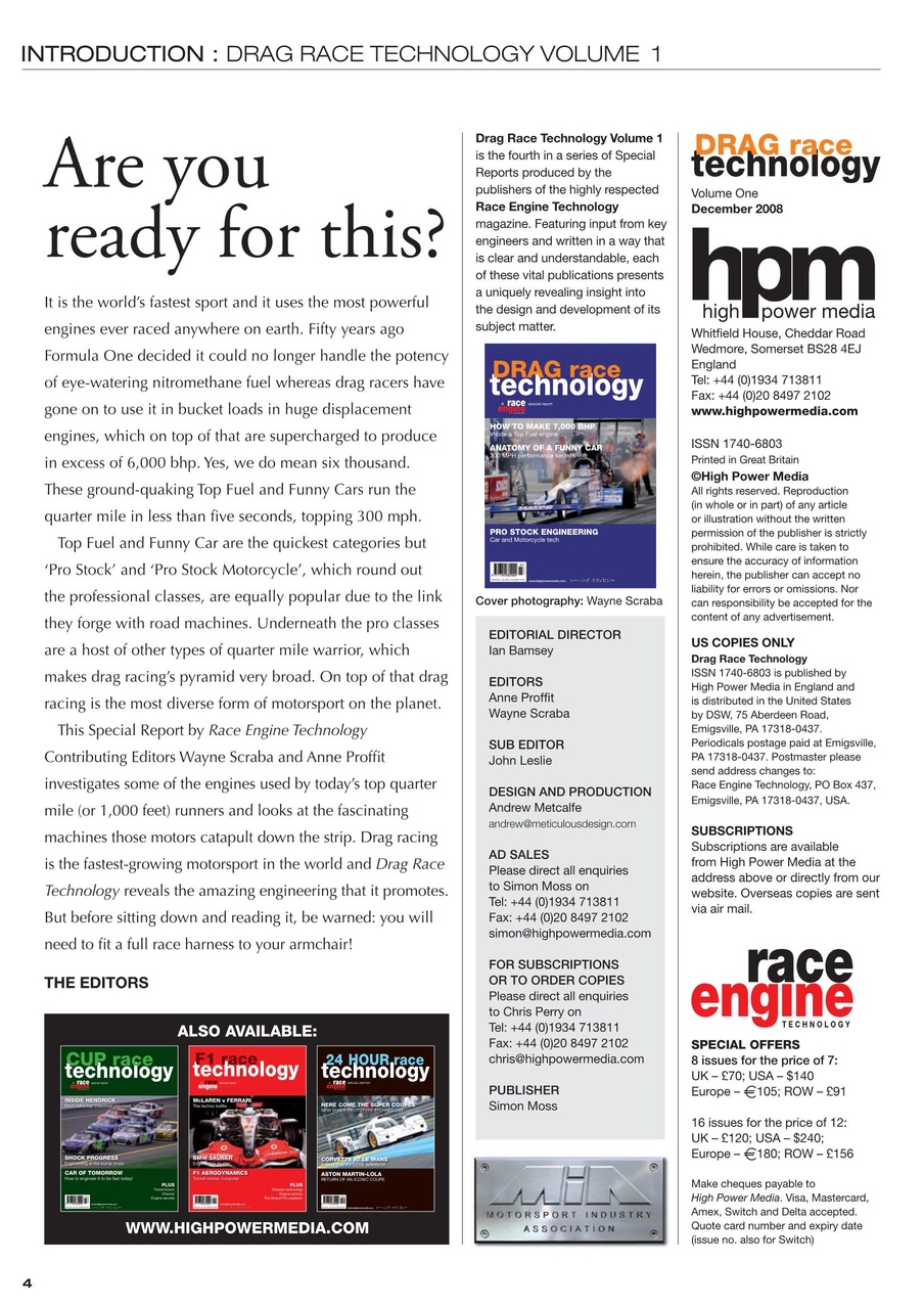 DRAG Race Technology Preview Pages