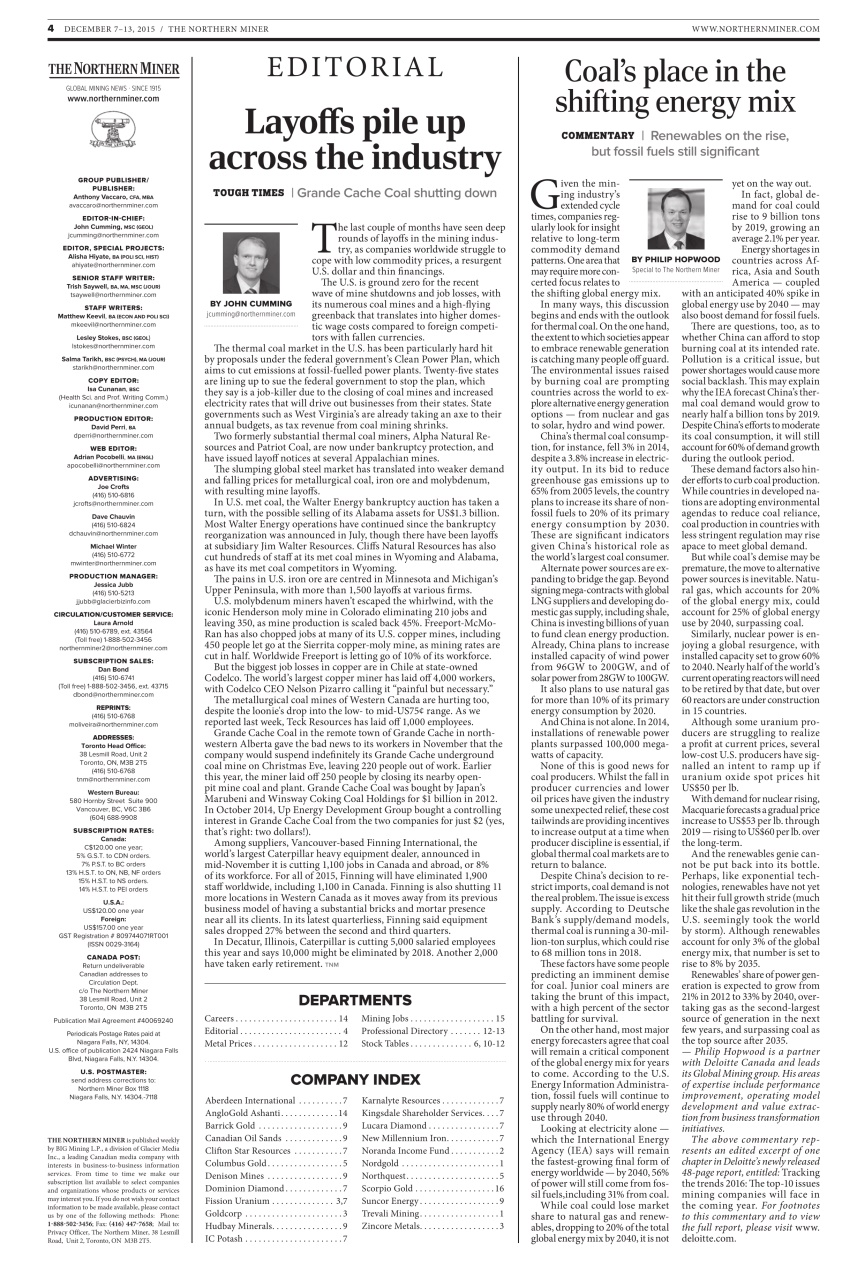 The Northern Miner Preview Pages