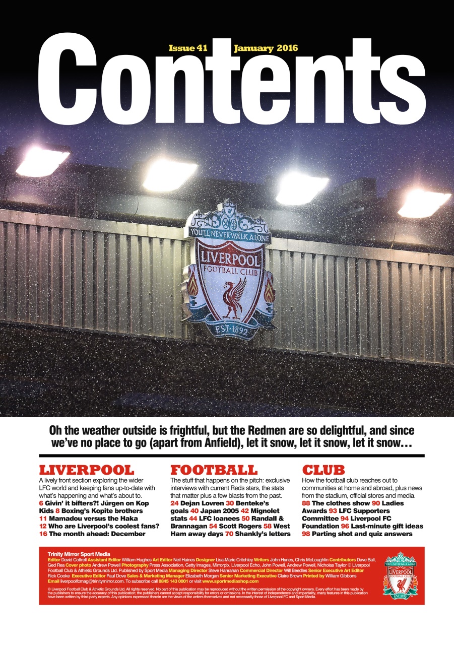 Liverpool FC Magazine Preview Pages