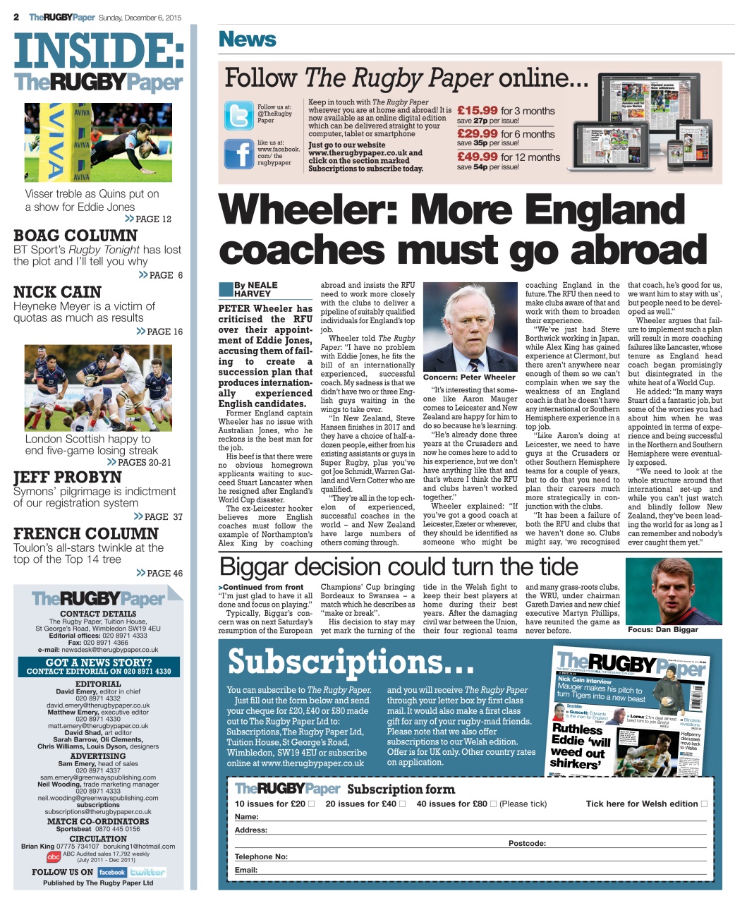 The Rugby Paper Preview Pages