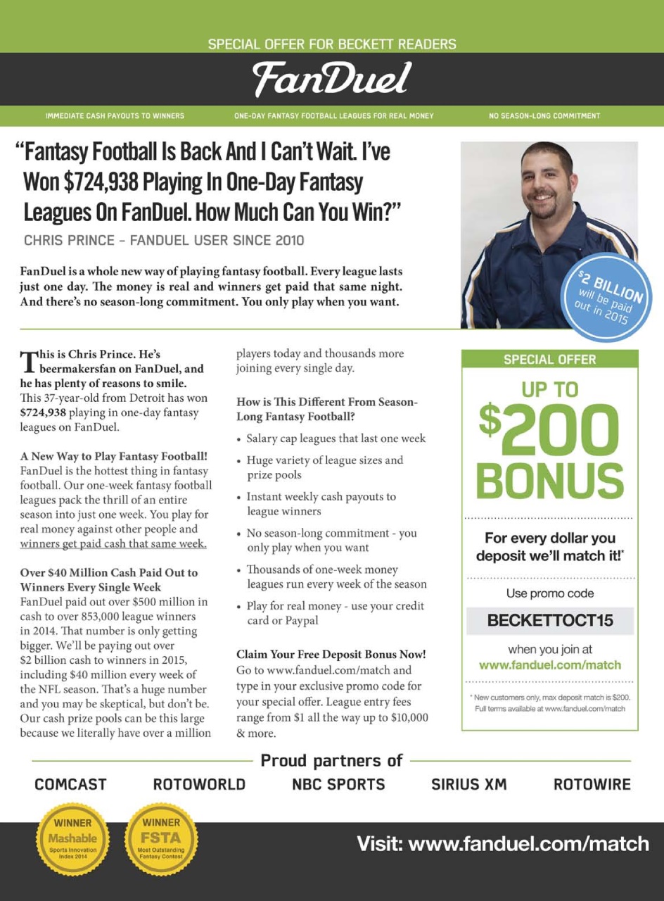 Beckett Football Magazine Preview Pages