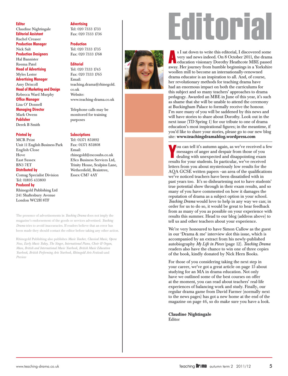 Drama and Theatre Preview Pages