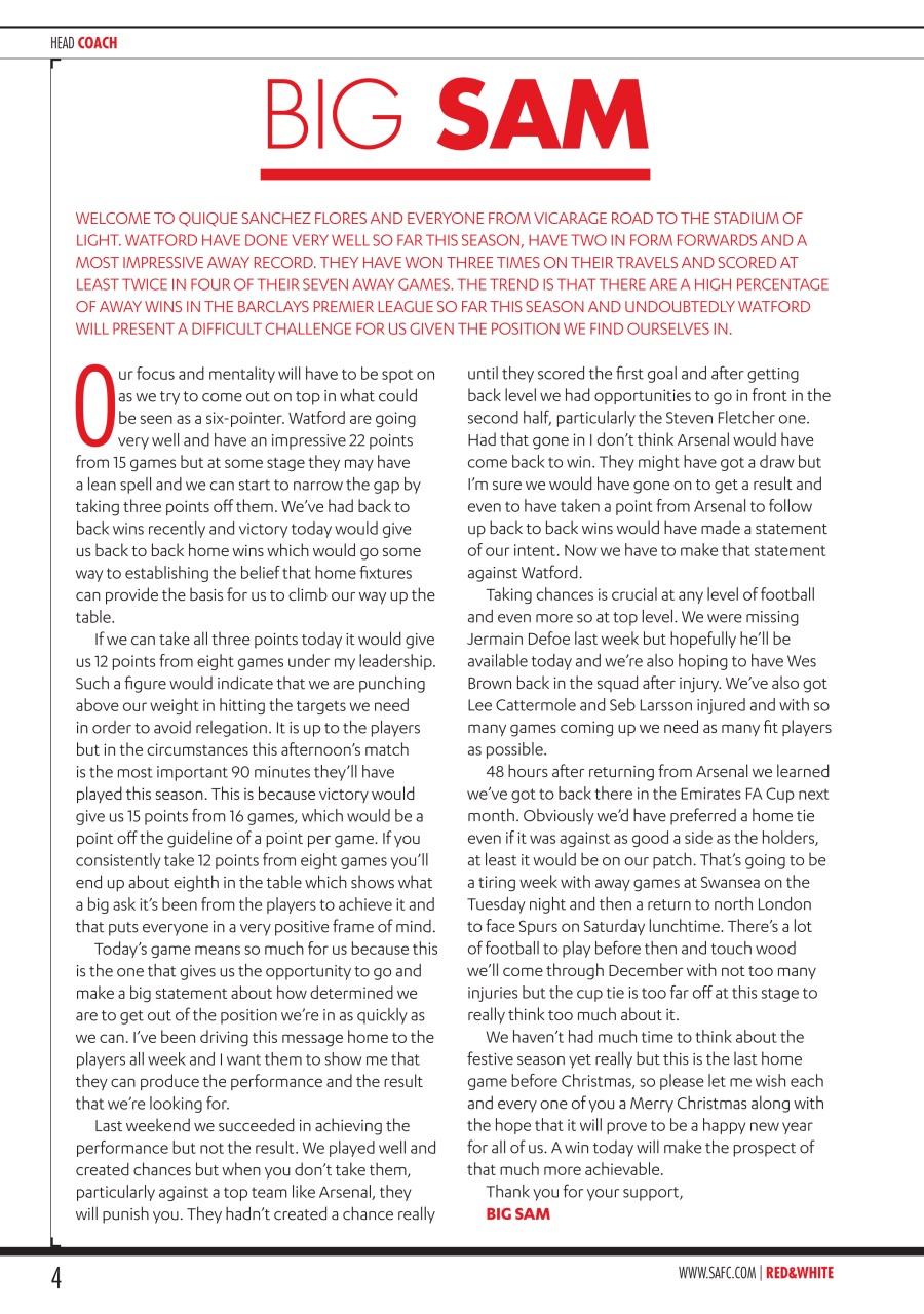 Sunderland FC Preview Pages