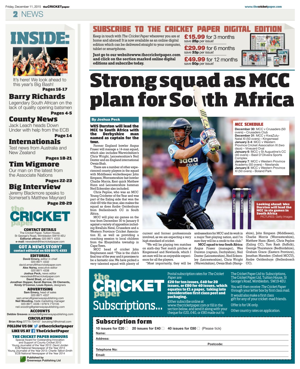 The Cricket Paper Preview Pages
