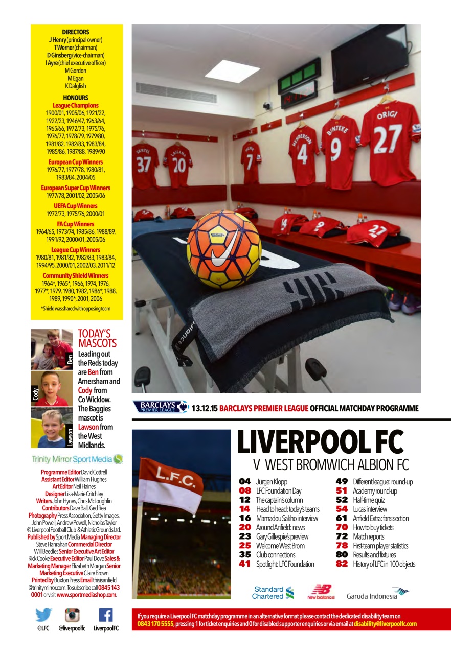 Liverpool FC Programmes Preview Pages