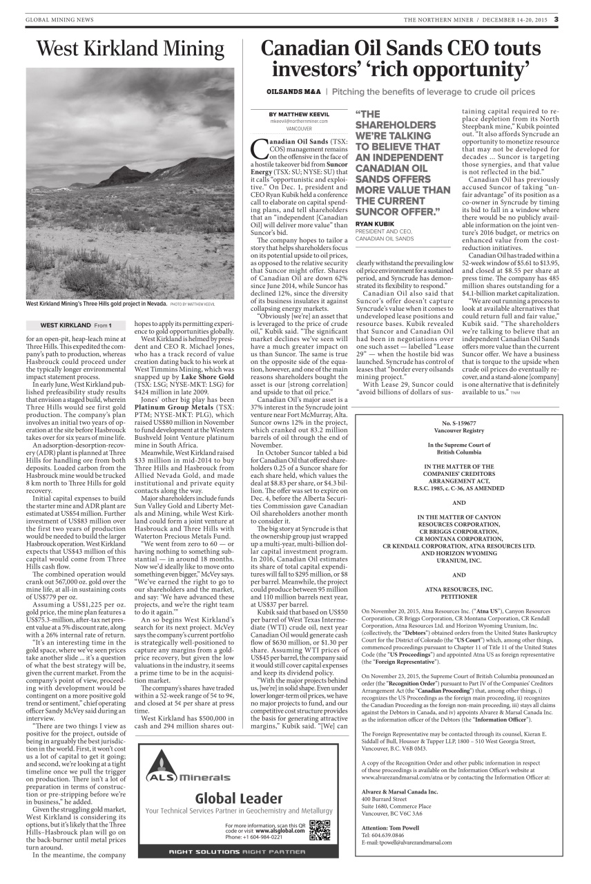 The Northern Miner Preview Pages