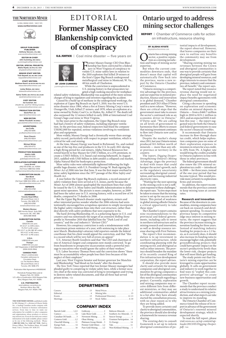 The Northern Miner Preview Pages