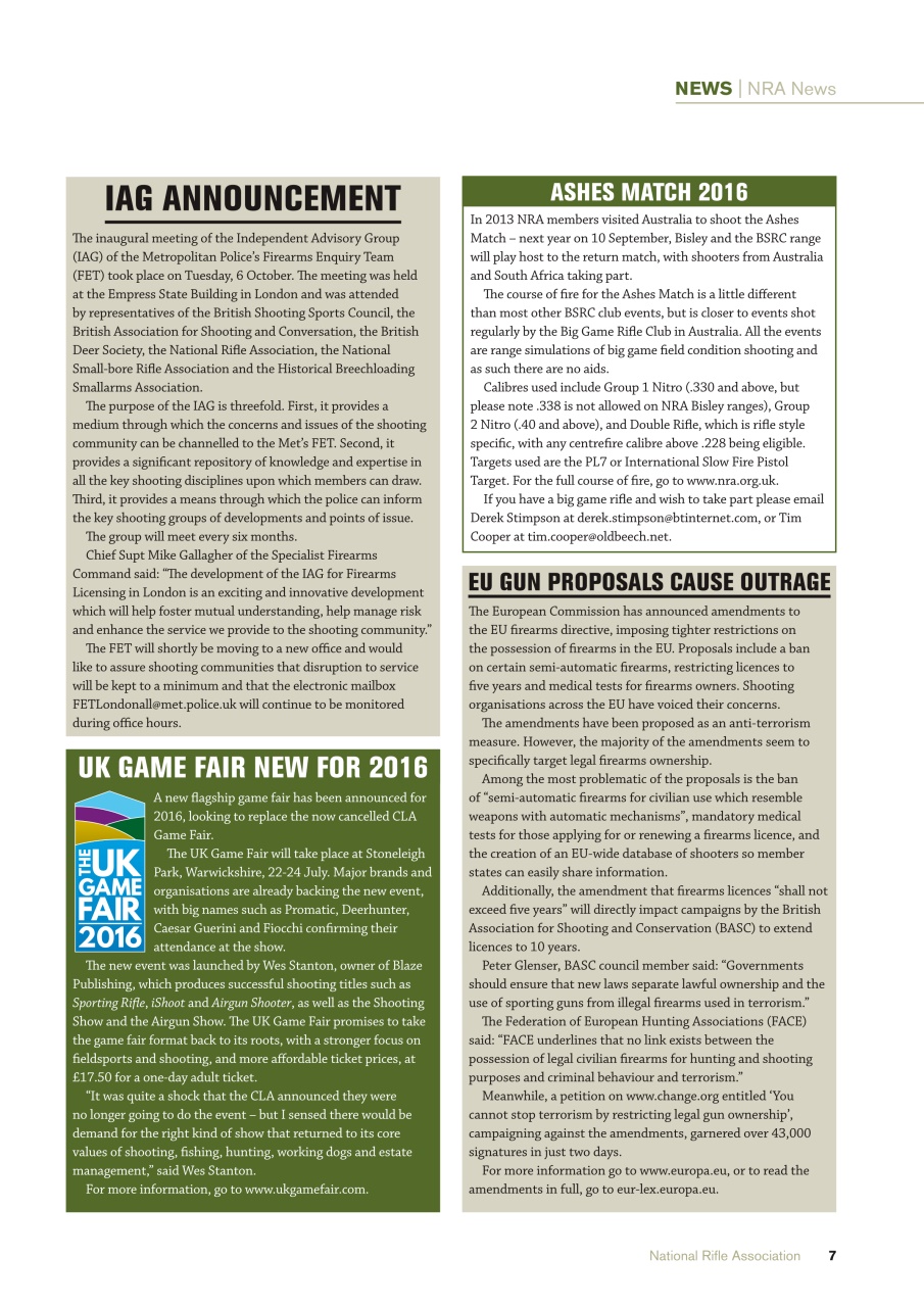 National Rifle Association Journal Preview Pages