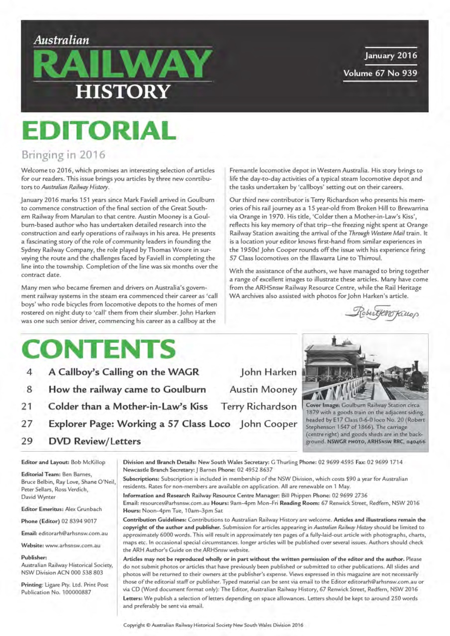 Australian Railway History Preview Pages