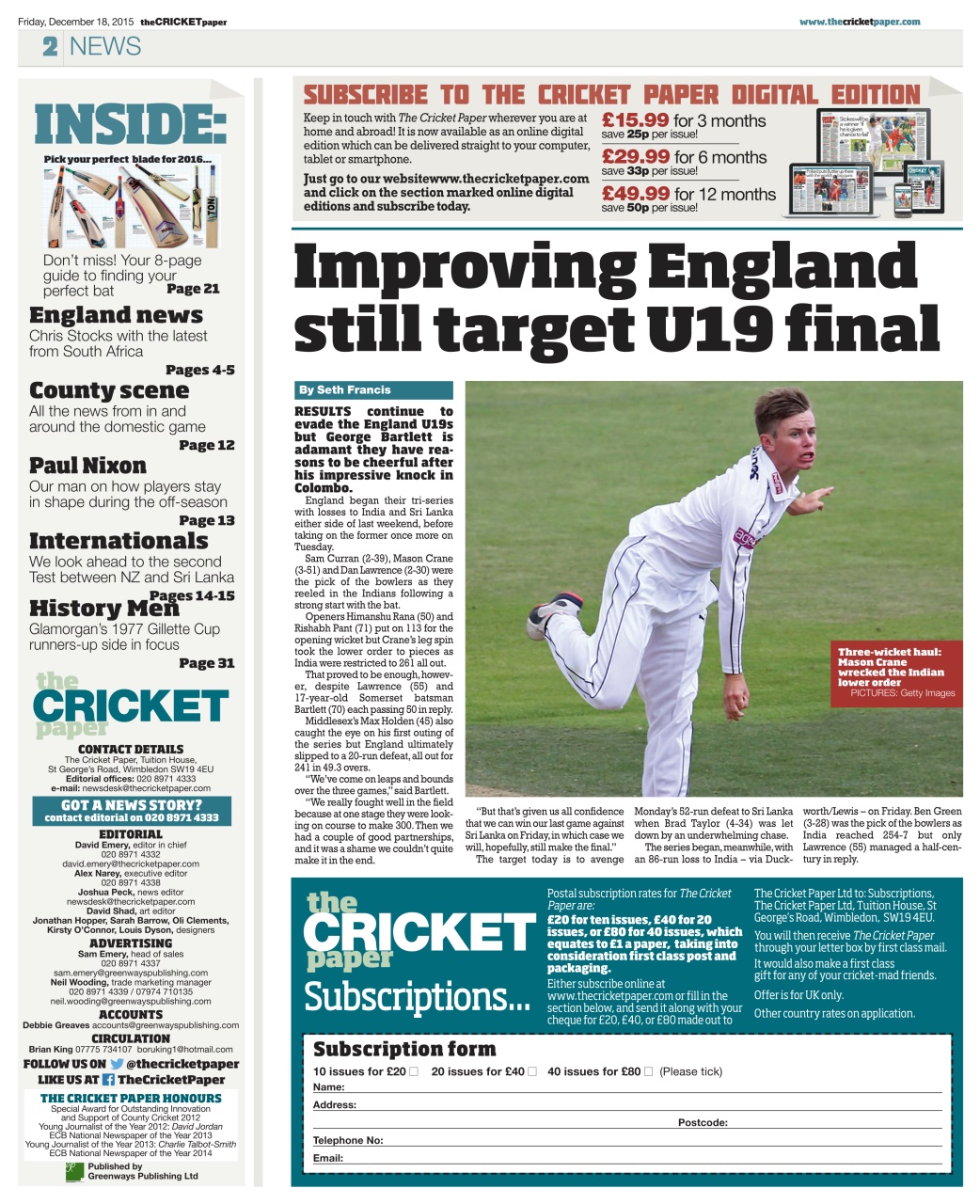 The Cricket Paper Preview Pages