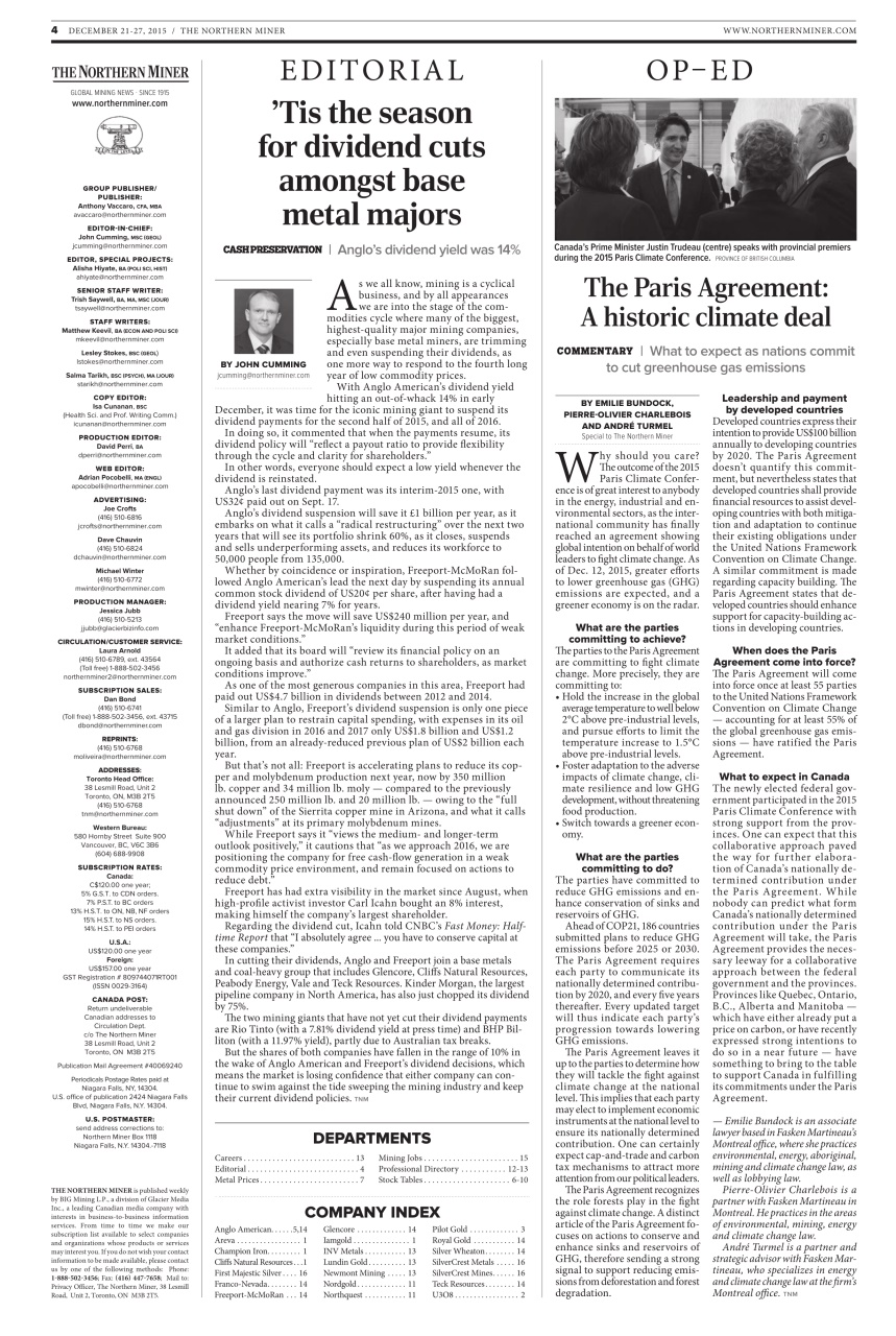 The Northern Miner Preview Pages