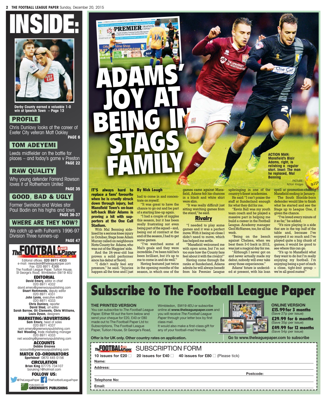 The Football League Paper Preview Pages