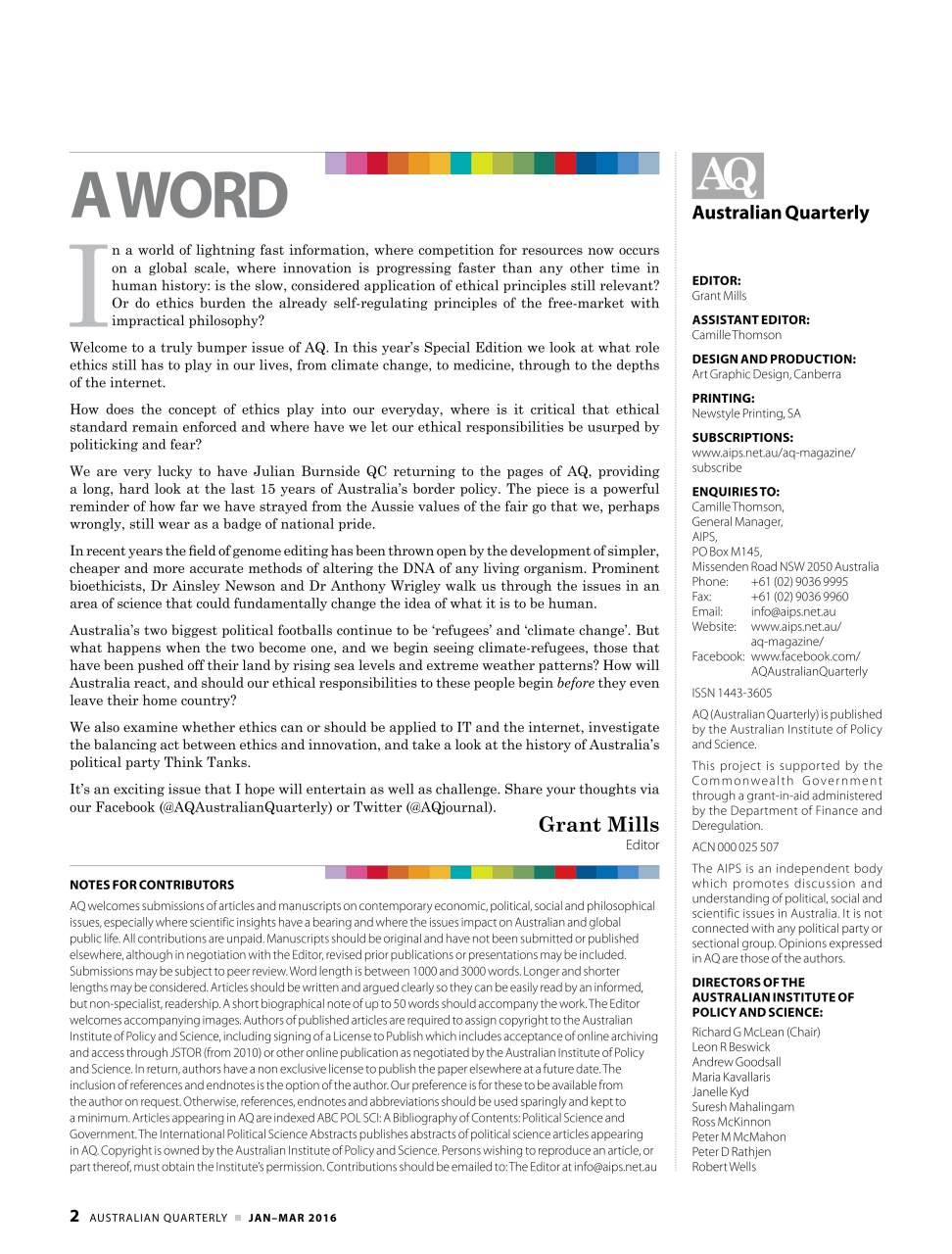 AQ: Australian Quarterly Preview Pages
